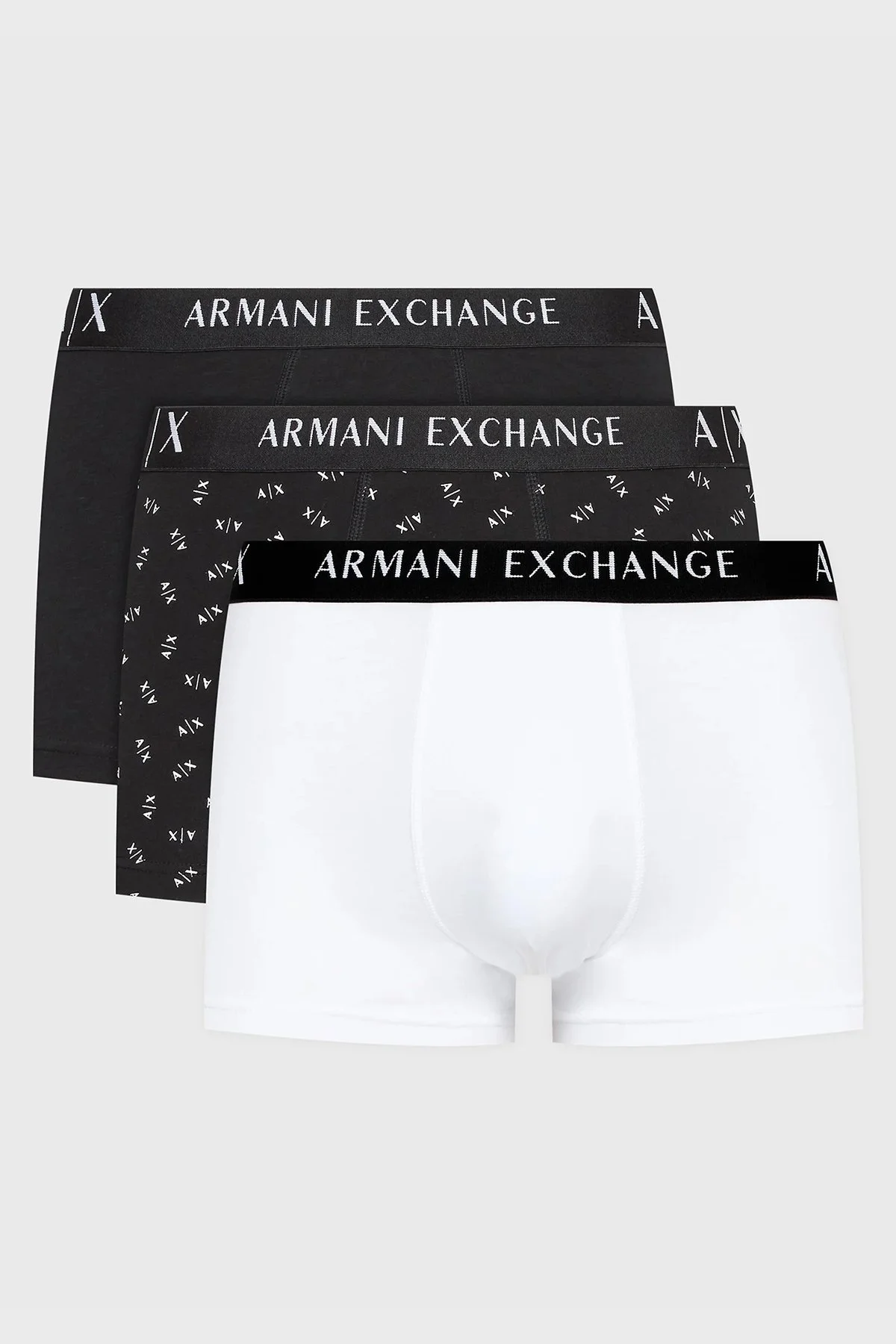 Armani Exchange Pamuklu Esnek Konforlu 3 Pack Erkek Boxer 957030 CC282 11311 BEYAZ-SİYAH - 1