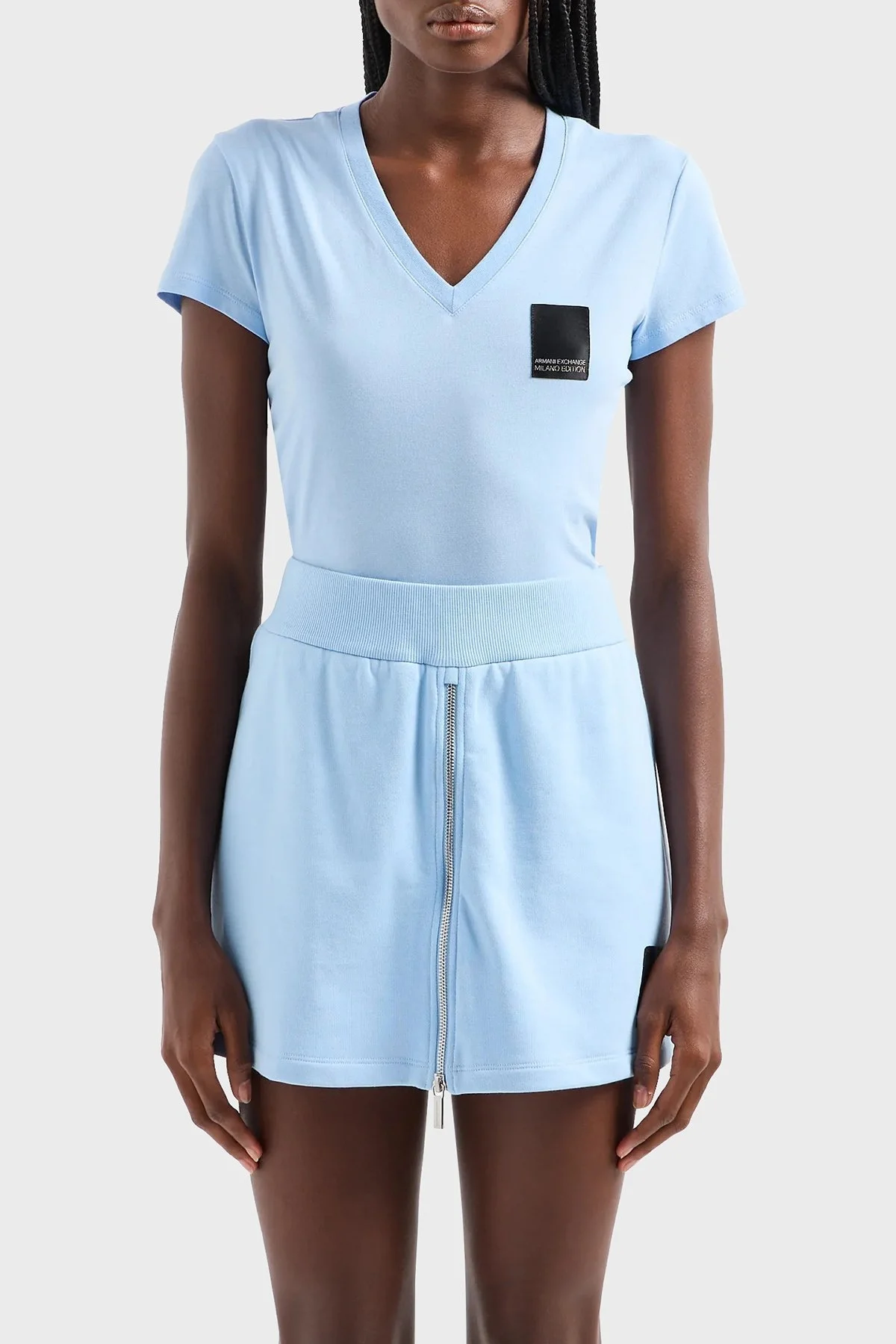 Armani Exchange Pamuklu Fermuarlı Bayan Şort Etek 3DYS91 YJFDZ 15DD MAVİ - 1