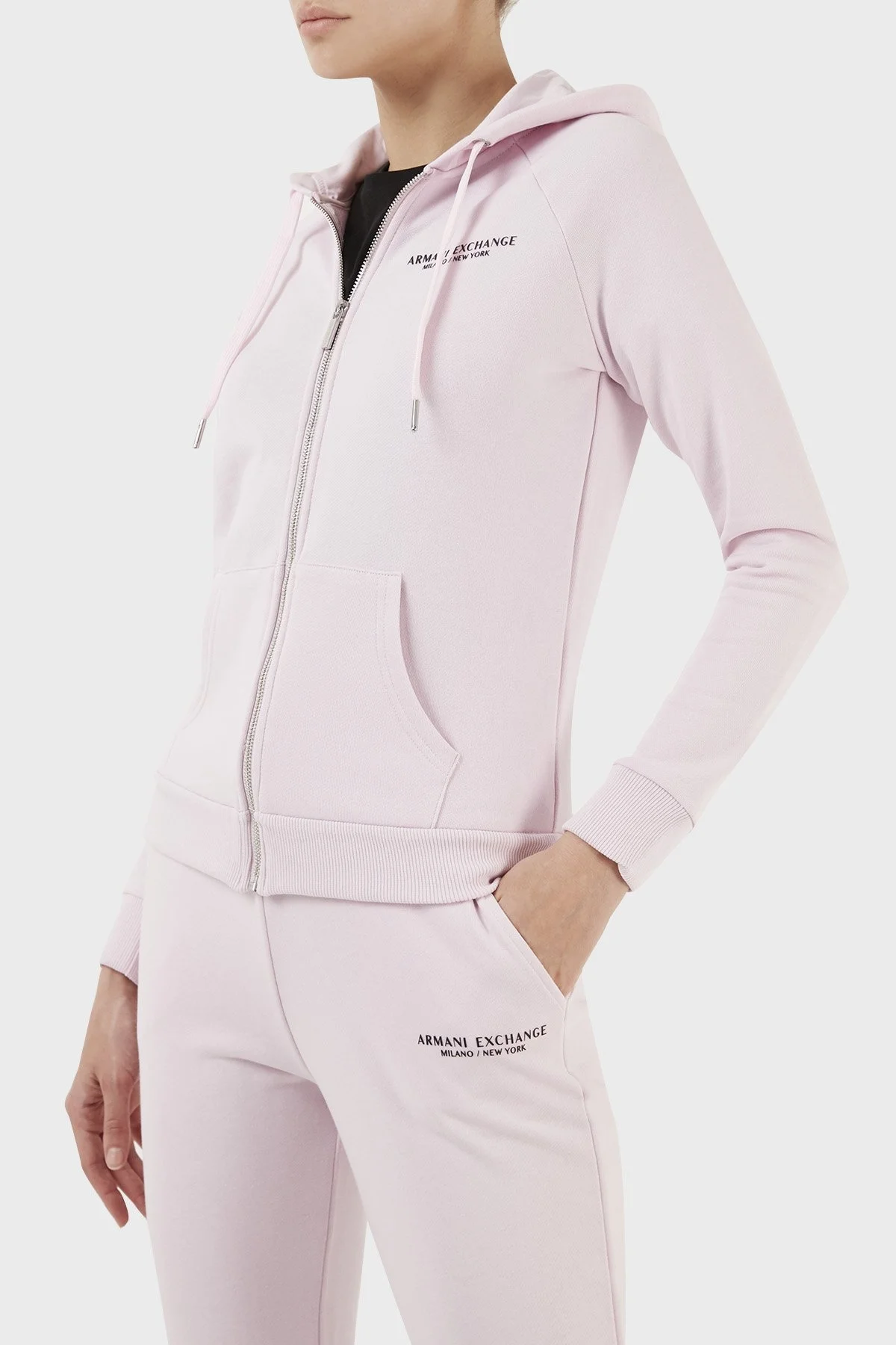 Armani Exchange Pamuklu Fermuarlı Regular Fit Kapüşonlu Bayan Sweat 8NYM28 YJE5Z 14AN PEMBE - 2