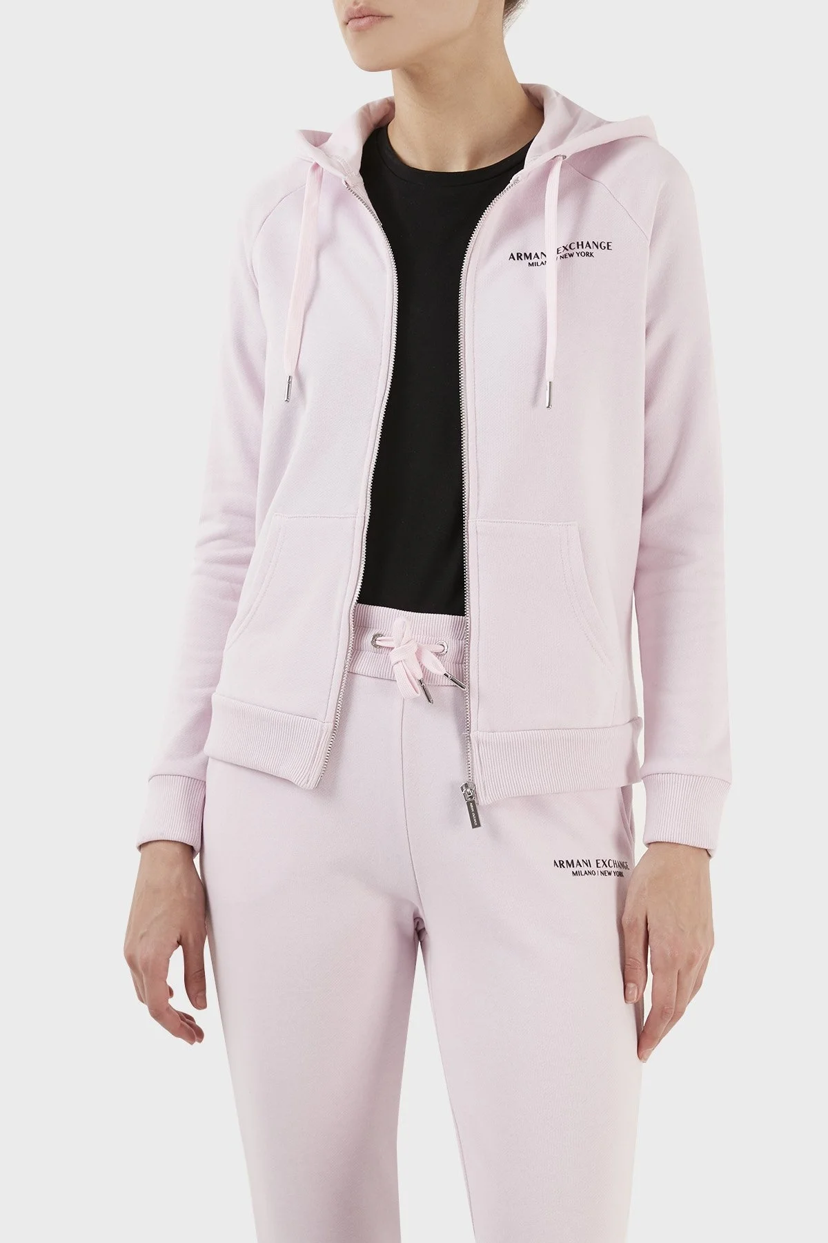 Armani Exchange Pamuklu Fermuarlı Regular Fit Kapüşonlu Bayan Sweat 8NYM28 YJE5Z 14AN PEMBE - 4