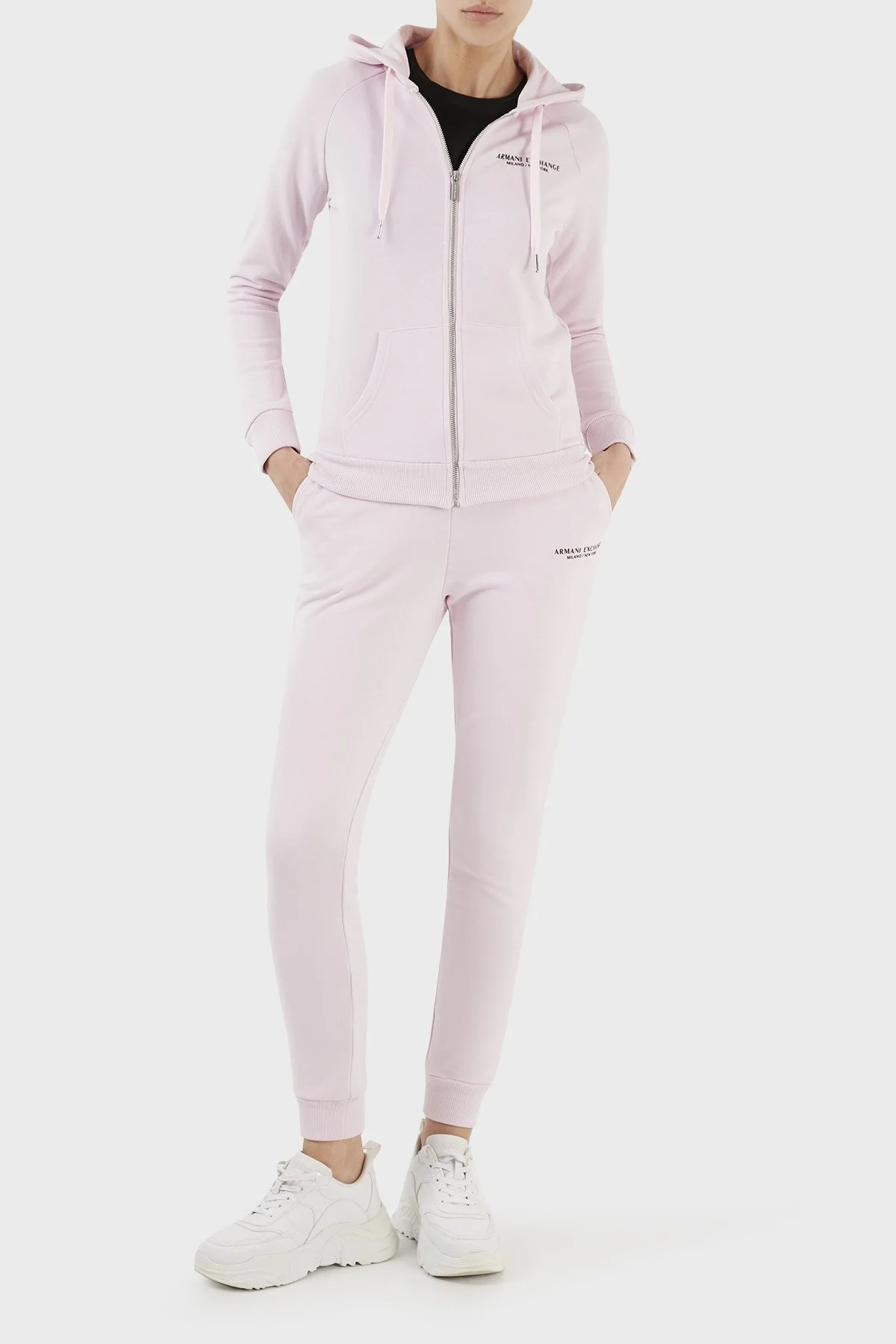 Armani Exchange Pamuklu Fermuarlı Regular Fit Kapüşonlu Bayan Sweat 8NYM28 YJE5Z 14AN PEMBE - 6