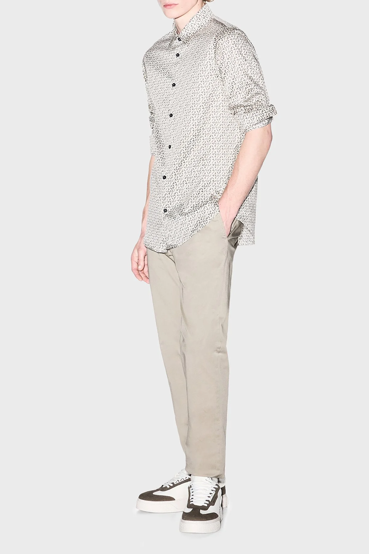 Armani Exchange Pamuklu Harf Logolu Regular Fit Erkek Gömlek XM001942 AF19194 F1165 BEJ - 2