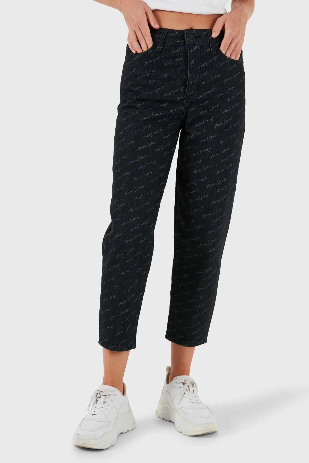 Armani Exchange Pamuklu Havuç Kesim Jeans Bayan Kot Pantolon 6DYJ51 Y18BZ 42AC SİYAH - 5