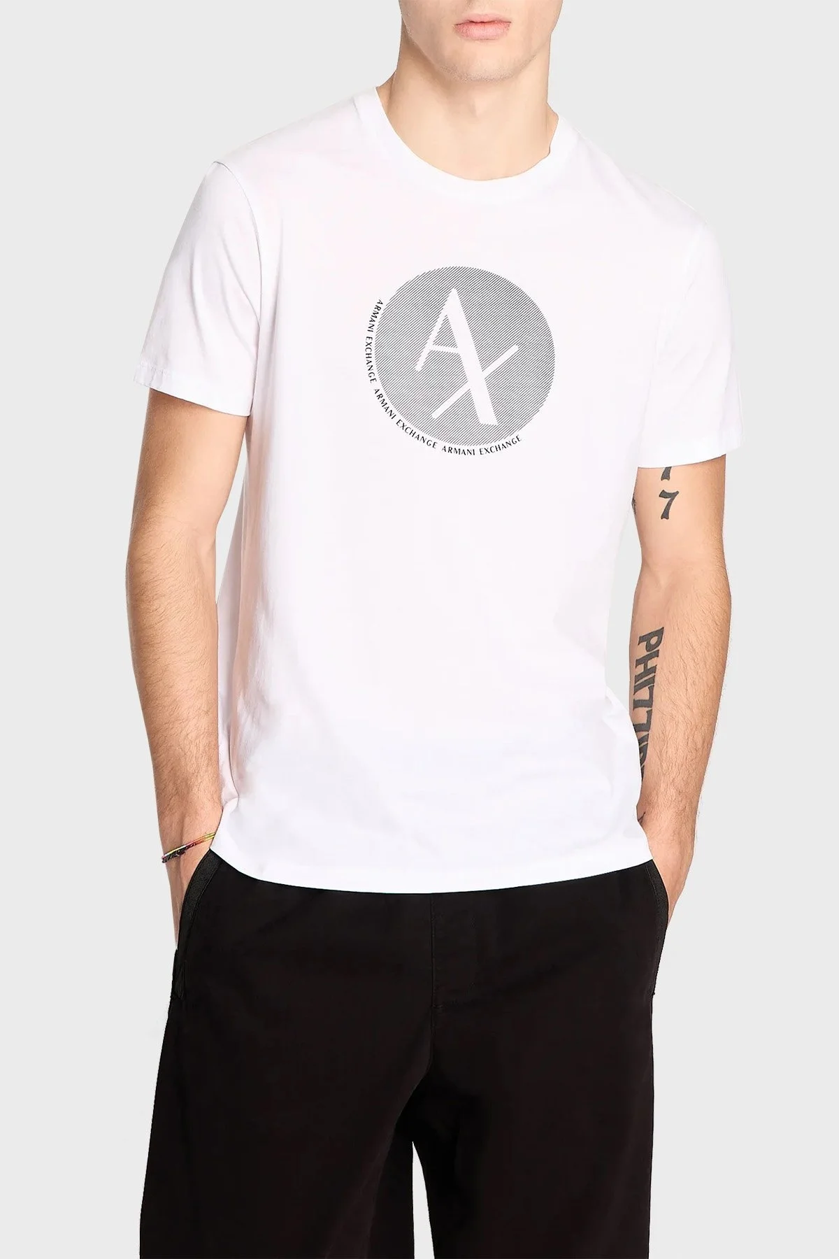 Armani Exchange Pamuklu Jarse Slim Fit Bisiklet Yaka Erkek T Shirt 6RZTAG ZJA5Z 1100 BEYAZ - 1