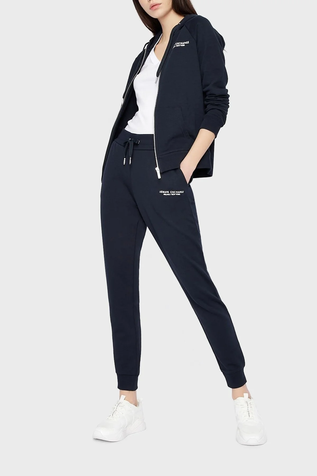 Armani Exchange Pamuklu Fermuarlı Regular Fit Kapüşonlu Bayan Sweat 8NYM28 YJE5Z 1510 LACİVERT - 2