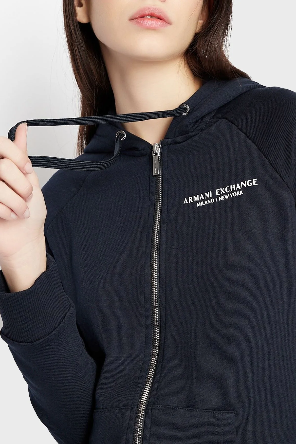 Armani Exchange Pamuklu Fermuarlı Regular Fit Kapüşonlu Bayan Sweat 8NYM28 YJE5Z 1510 LACİVERT - 4