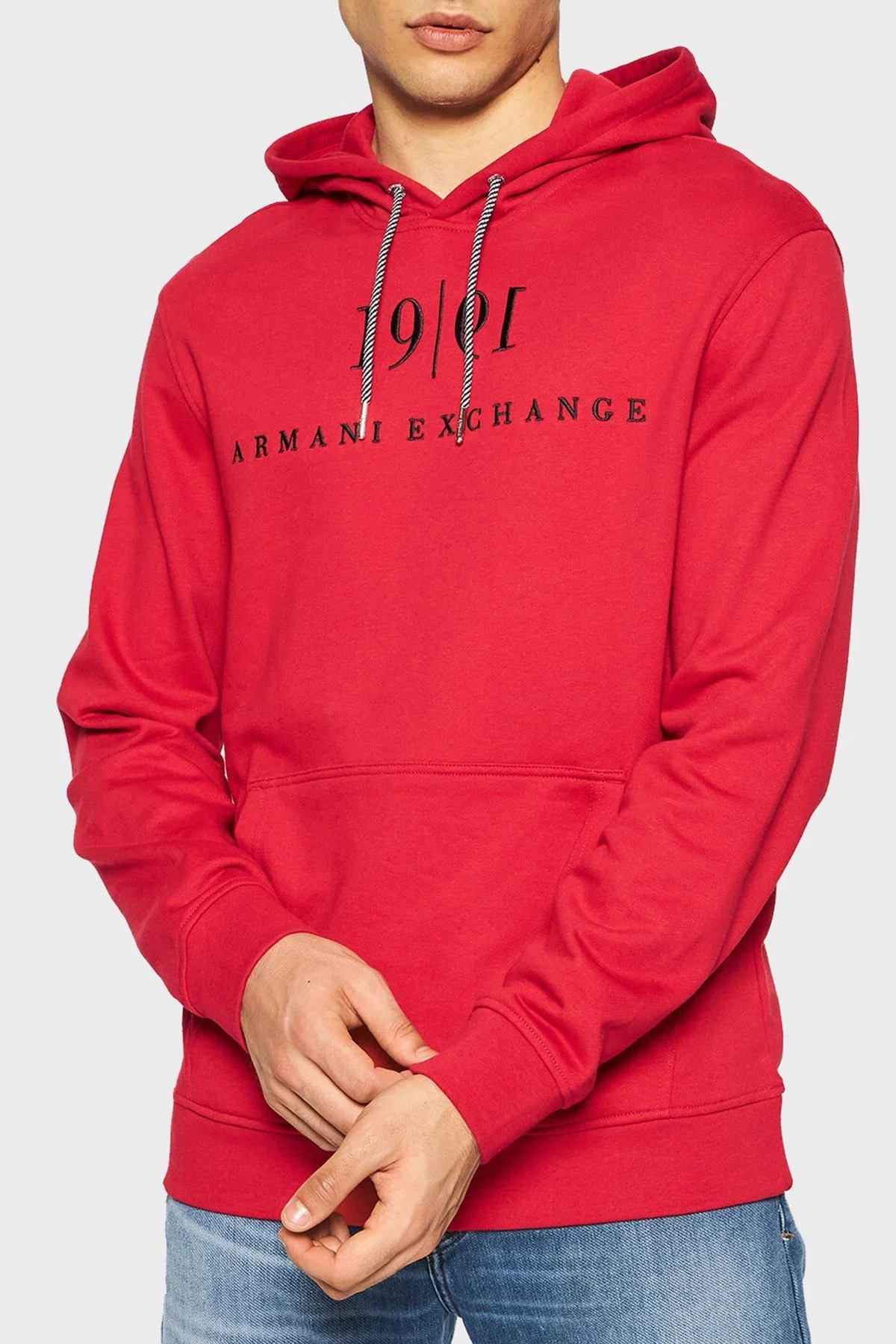 Armani Exchange Pamuklu Kapüşonlu Kanguru Cepli Regular Fit Erkek Sweat 6KZMFM ZJ6HZ 1496 KIRMIZI - 1