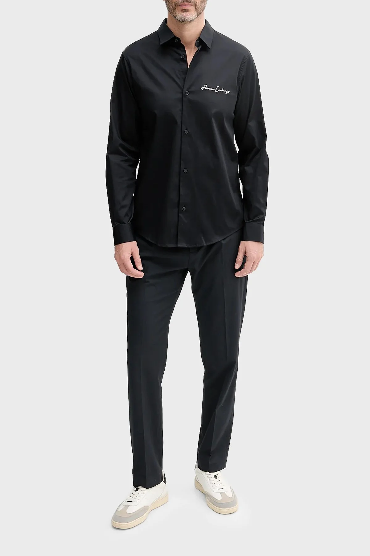 Armani Exchange Pamuklu Logo İşlemeli Regular Fit Erkek Gömlek XM001224 AF10192 UB101 Lacivert - 2