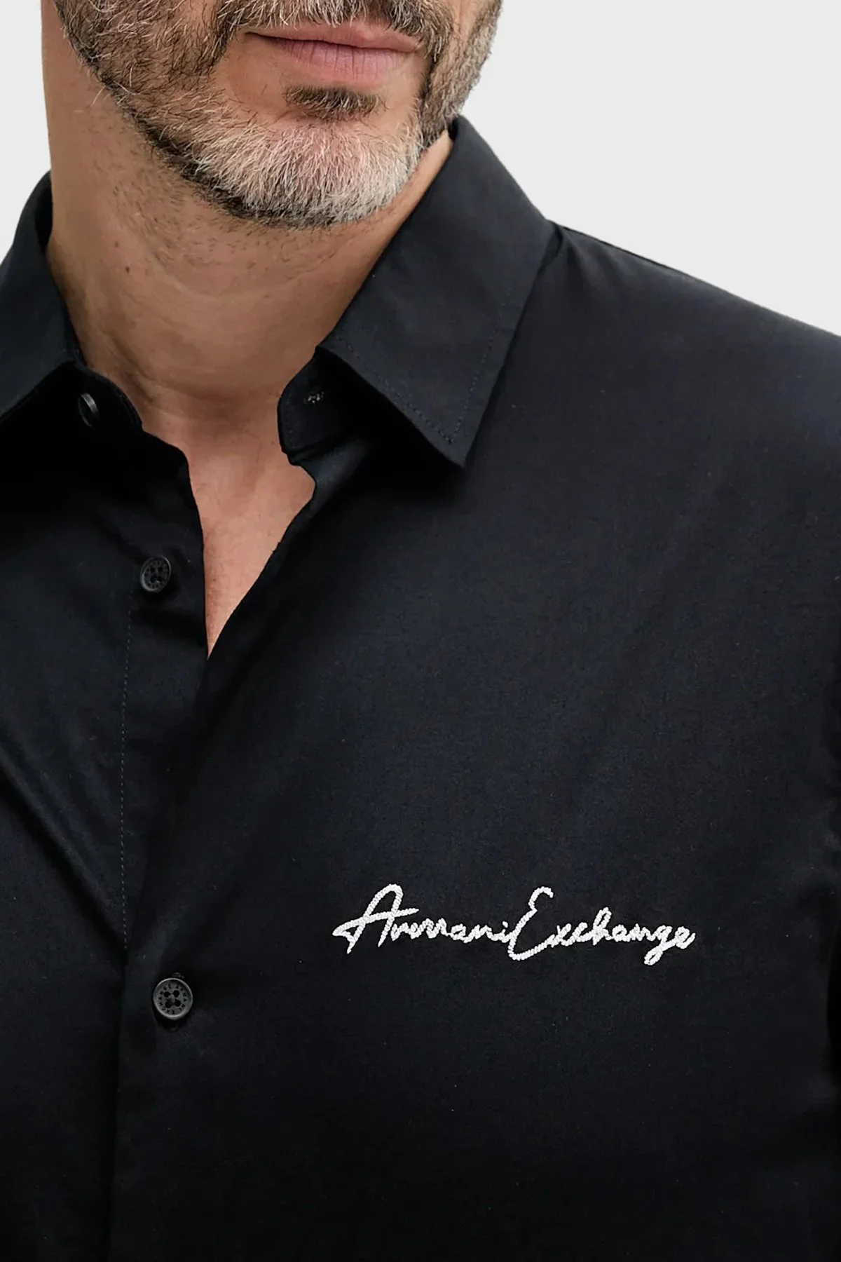 Armani Exchange Pamuklu Logo İşlemeli Regular Fit Erkek Gömlek XM001224 AF10192 UB101 Lacivert - 4