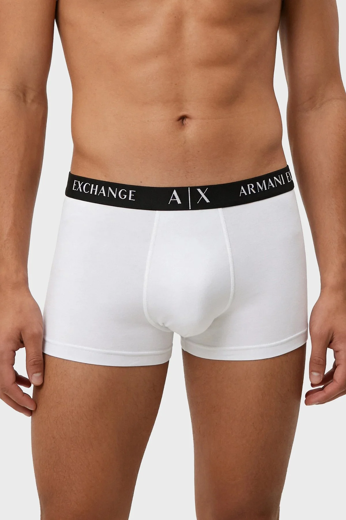 Armani Exchange Pamuklu Logolu Bel Bandı 3 Pack Erkek Boxer XM000871 AF13682 MB581 Siyah-Saks-Beyaz - 2