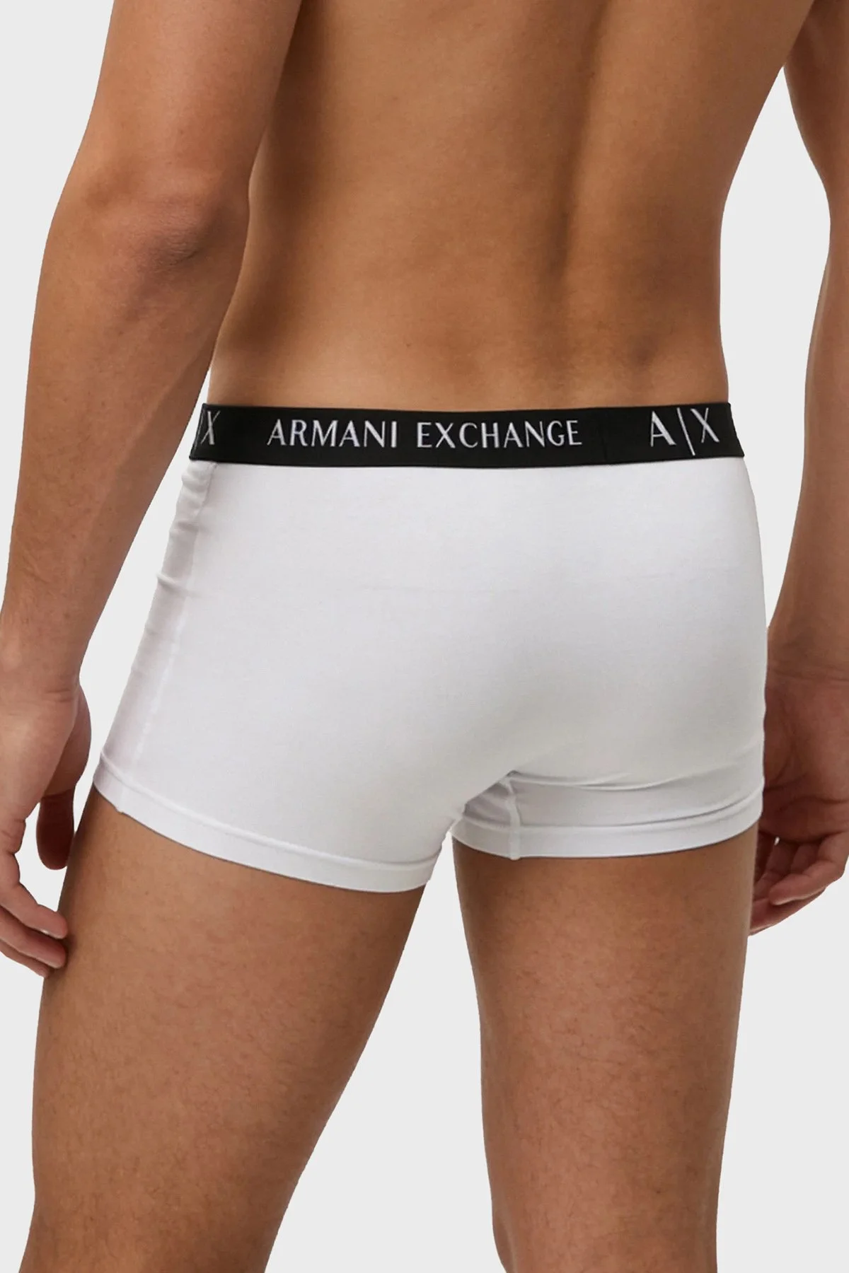 Armani Exchange Pamuklu Logolu Bel Bandı 3 Pack Erkek Boxer XM000871 AF13682 MB581 Siyah-Saks-Beyaz - 3