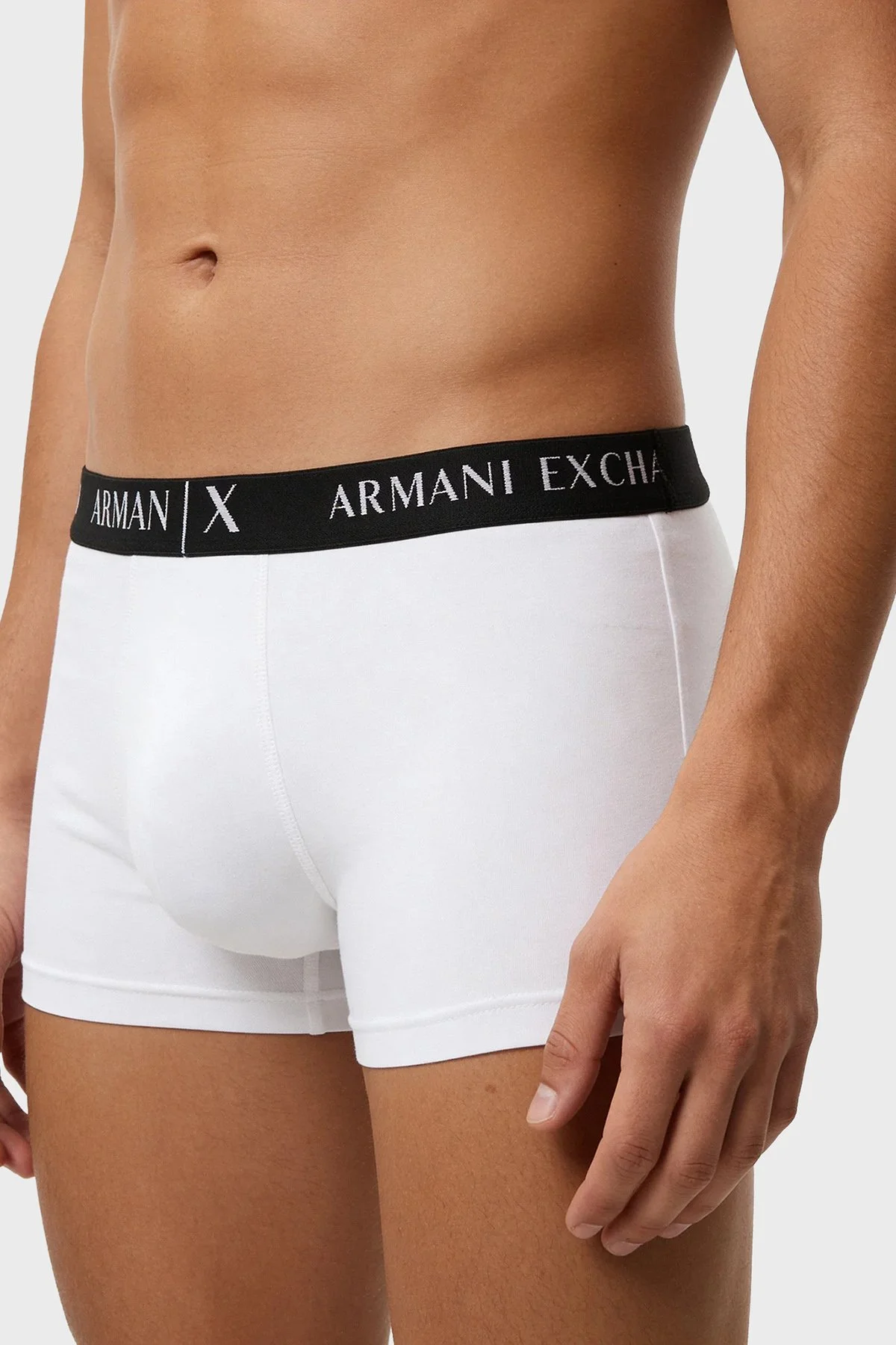 Armani Exchange Pamuklu Logolu Bel Bandı 3 Pack Erkek Boxer XM000871 AF13682 MB581 Siyah-Saks-Beyaz - 4