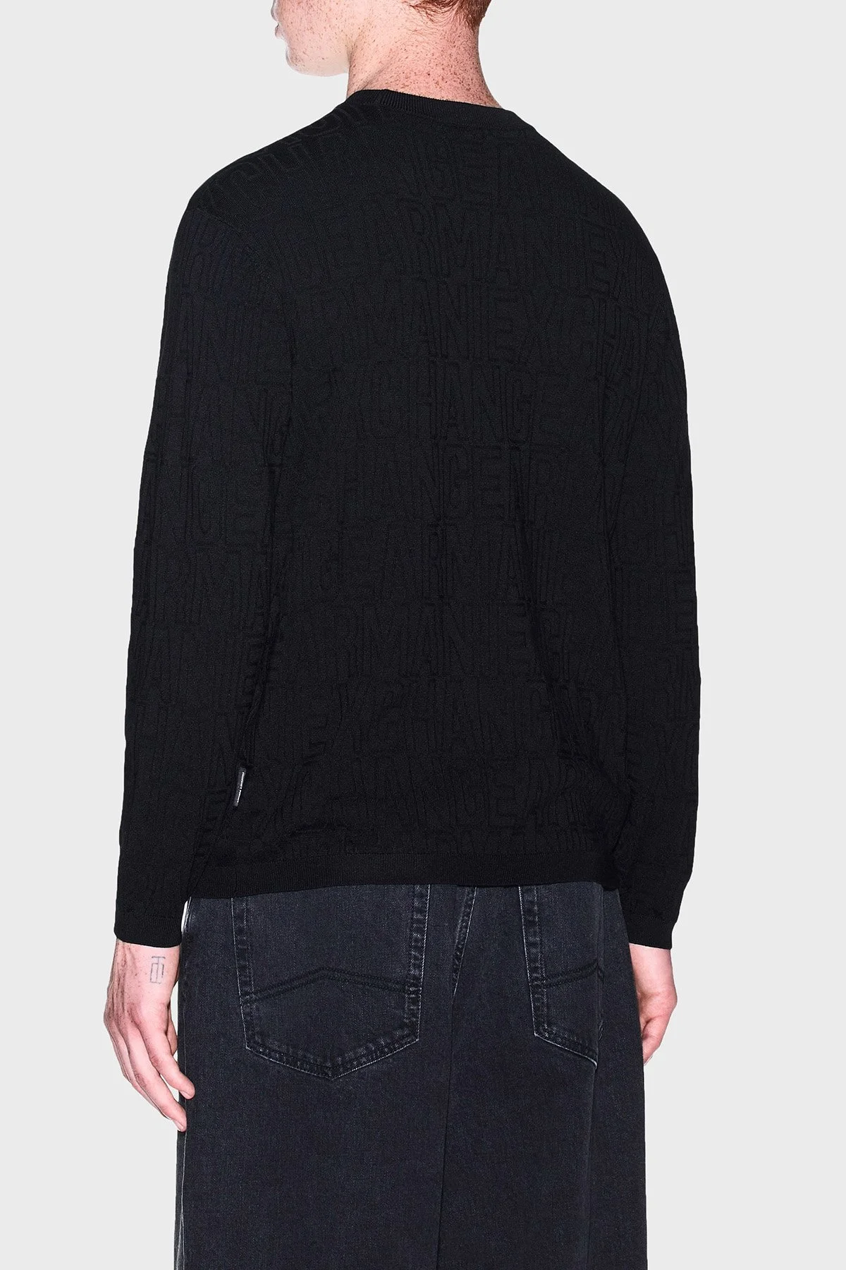 Armani Exchange Pamuklu Logolu Bisiklet Yaka Erkek Kazak XM002986 AF10454 UC001 Siyah - 3