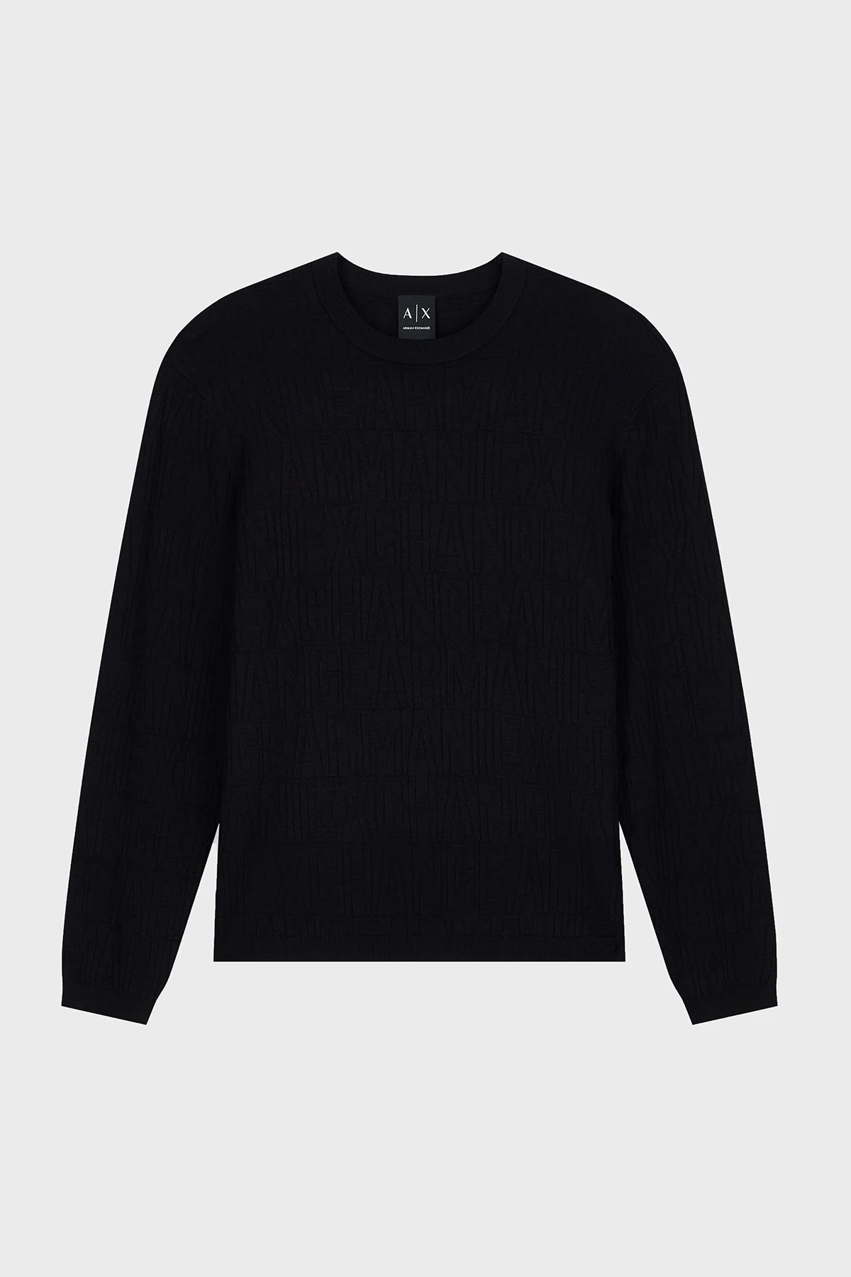 Armani Exchange Pamuklu Logolu Bisiklet Yaka Erkek Kazak XM002986 AF10454 UC001 Siyah - 5