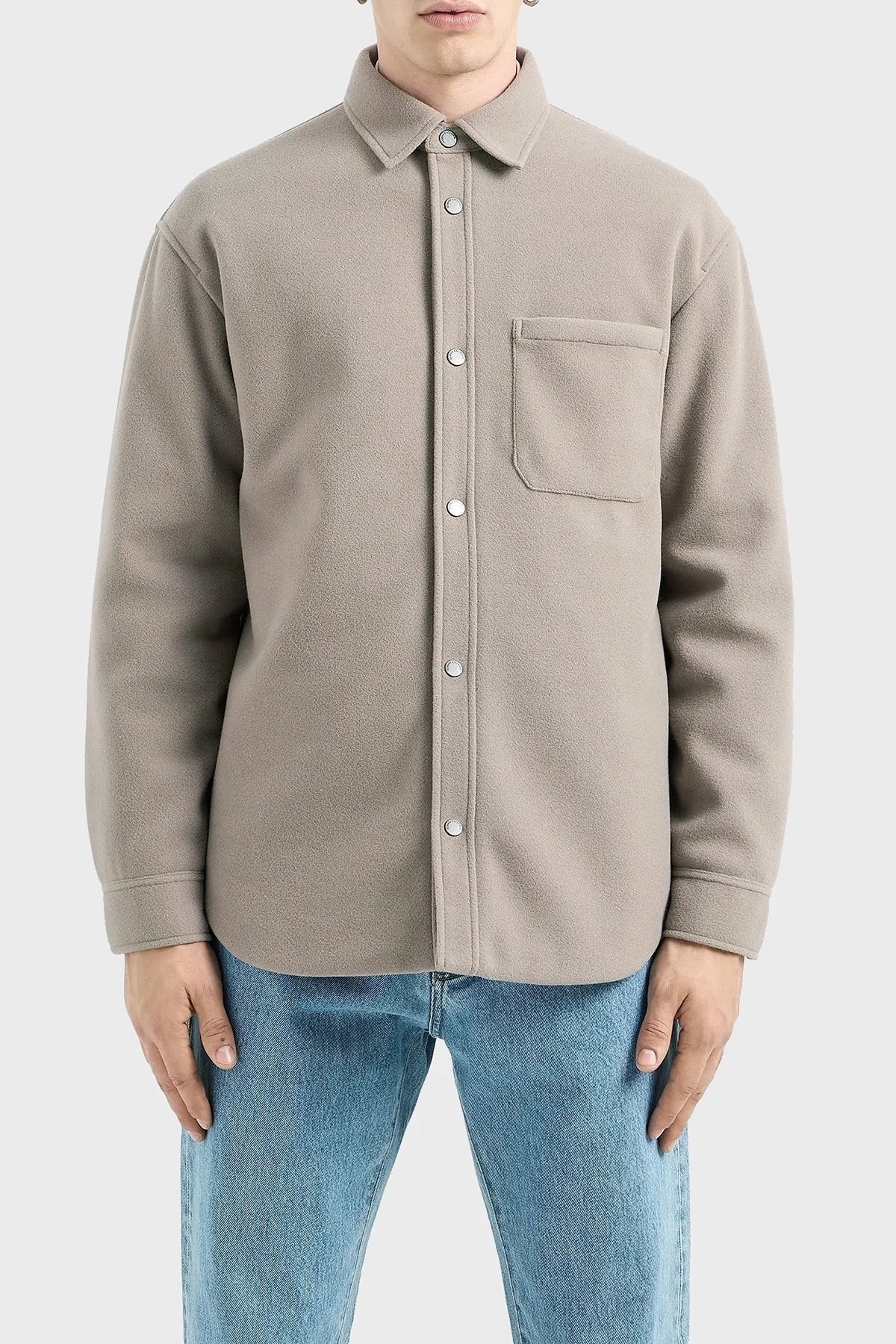 Armani Exchange Pamuklu Logolu Loose Fit Erkek Gömlek 6DZB33 ZN5PZ 17AC VİZON - 1