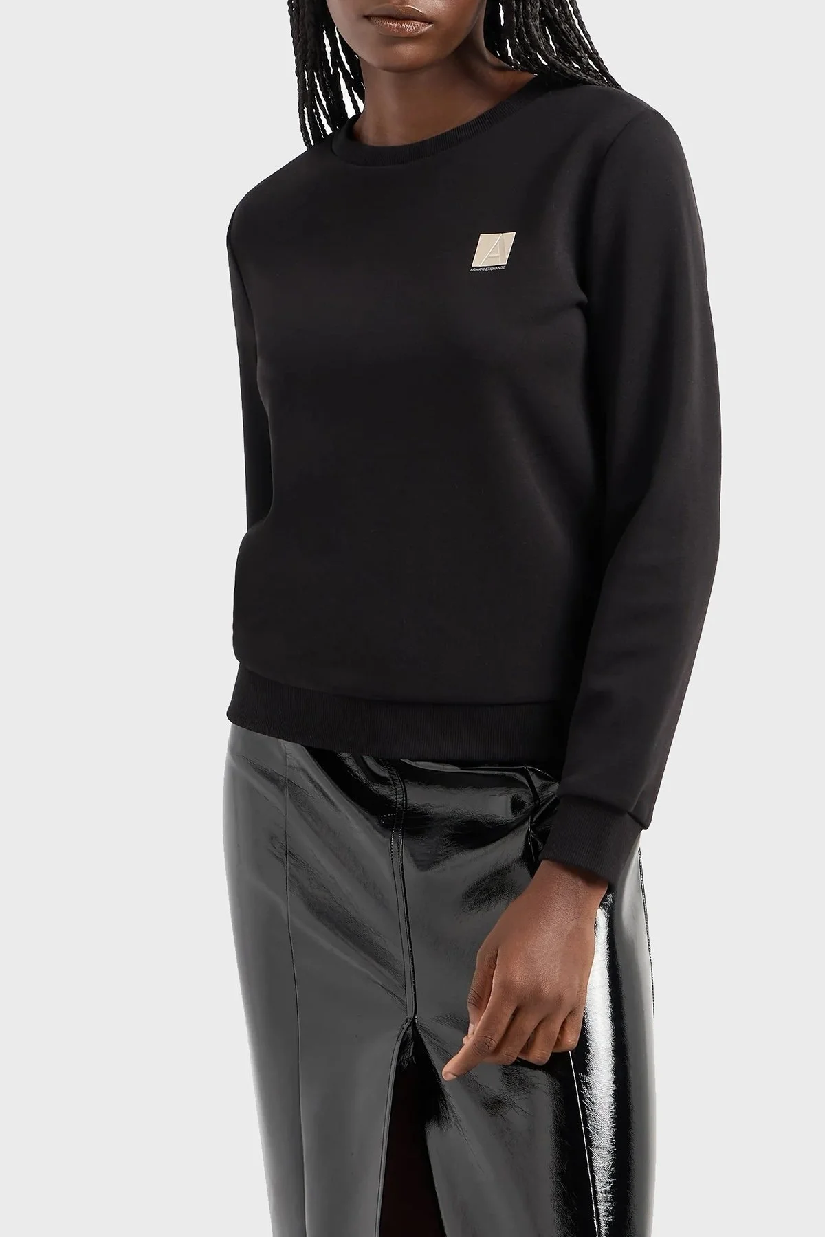 Armani Exchange Pamuklu Logolu Regular Fit Bisiklet Yaka Bayan Sweat 6DYM62 YJFYZ 1200 SİYAH - 1