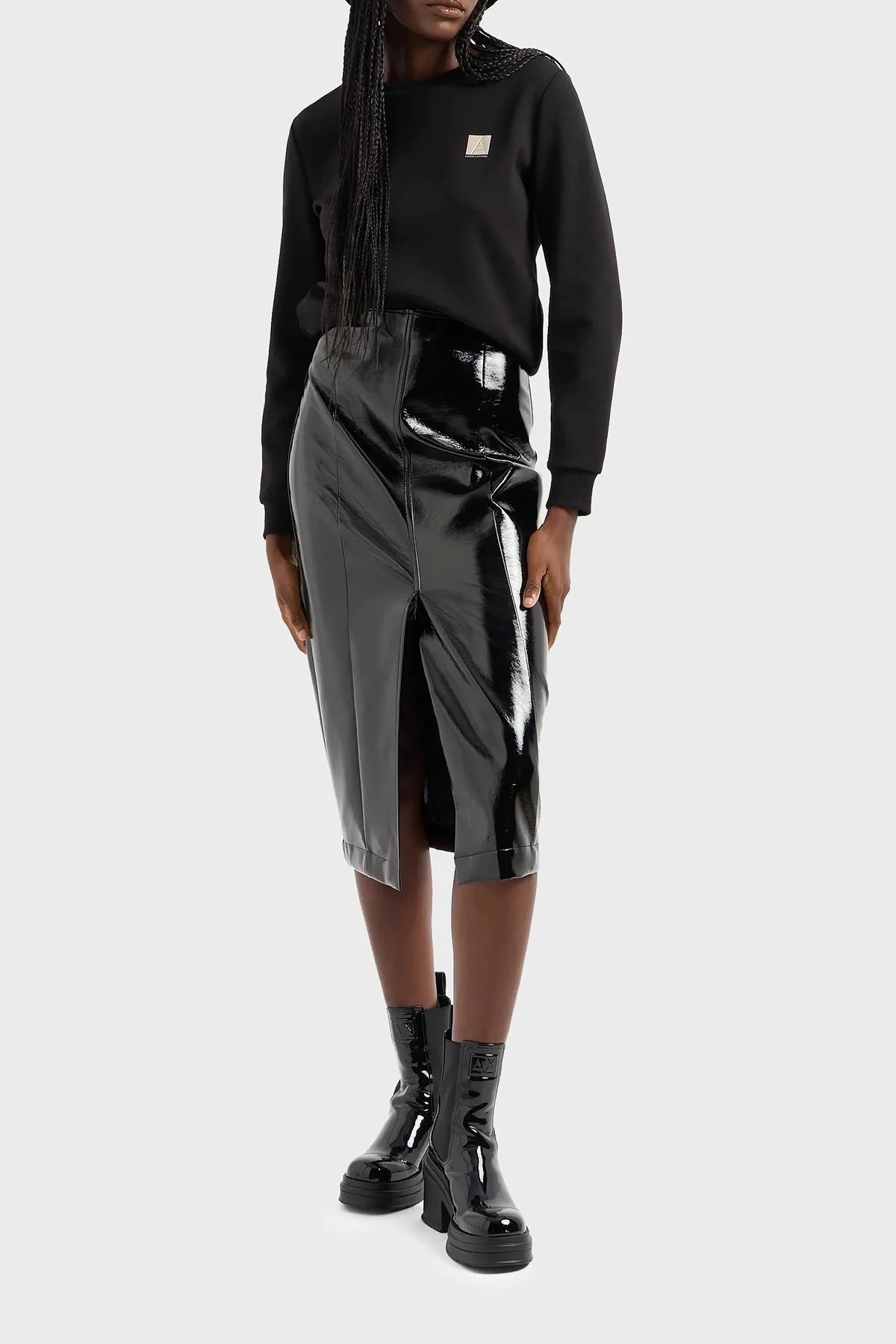 Armani Exchange Pamuklu Logolu Regular Fit Bisiklet Yaka Bayan Sweat 6DYM62 YJFYZ 1200 SİYAH - 2