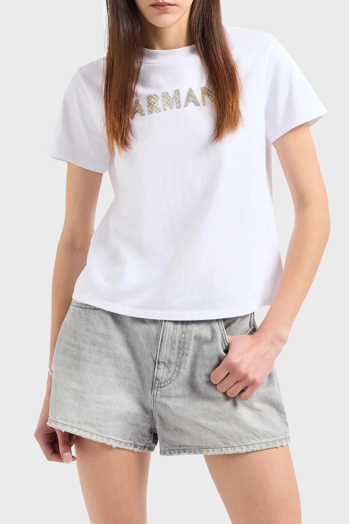 Armani Exchange Pamuklu Logolu Regular Fit Bisiklet Yaka Bayan T Shirt 6DYT36 YJ7VZ 1000 BEYAZ - 1