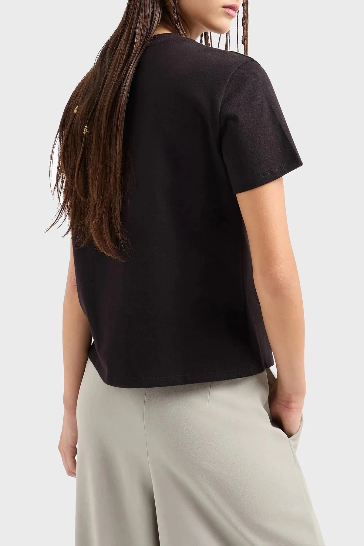 Armani Exchange Pamuklu Logolu Regular Fit Bisiklet Yaka Bayan T Shirt 6DYT36 YJ7VZ 1200 SİYAH - 8