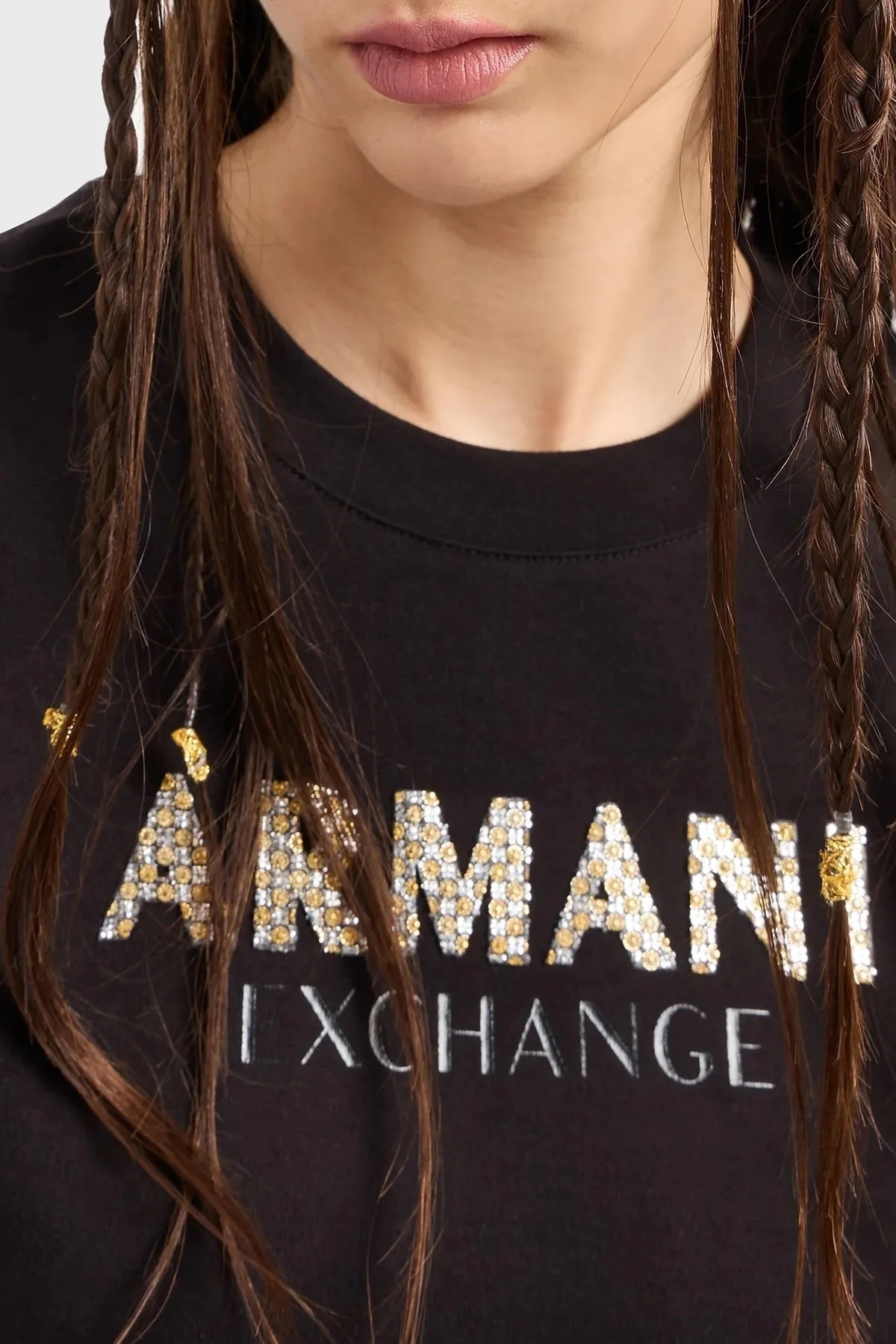 Armani Exchange Pamuklu Logolu Regular Fit Bisiklet Yaka Bayan T Shirt 6DYT36 YJ7VZ 1200 SİYAH - 9