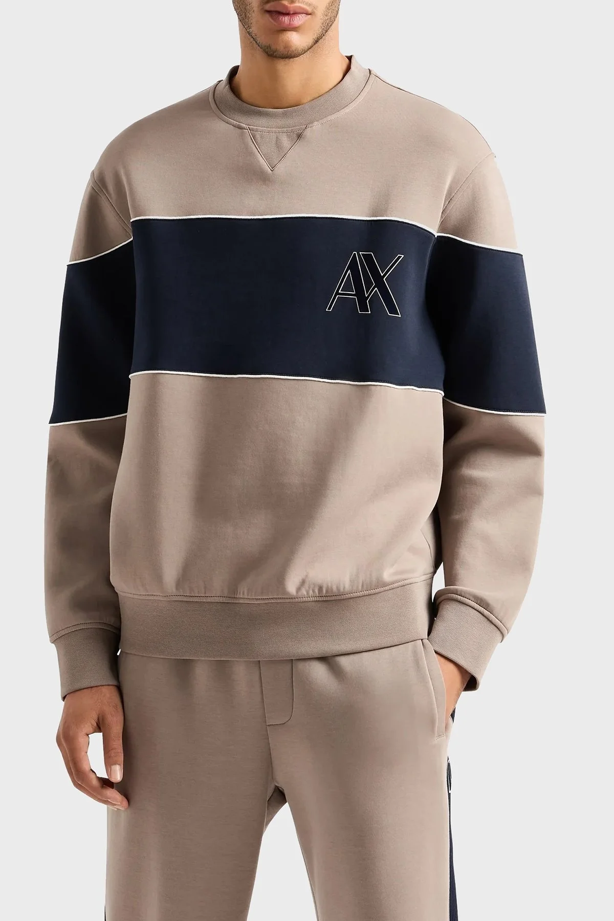 Armani Exchange Pamuklu Logolu Regular Fit Bisiklet Yaka Erkek Sweat 6DZMJM ZJZGZ 17AC VİZON - 1