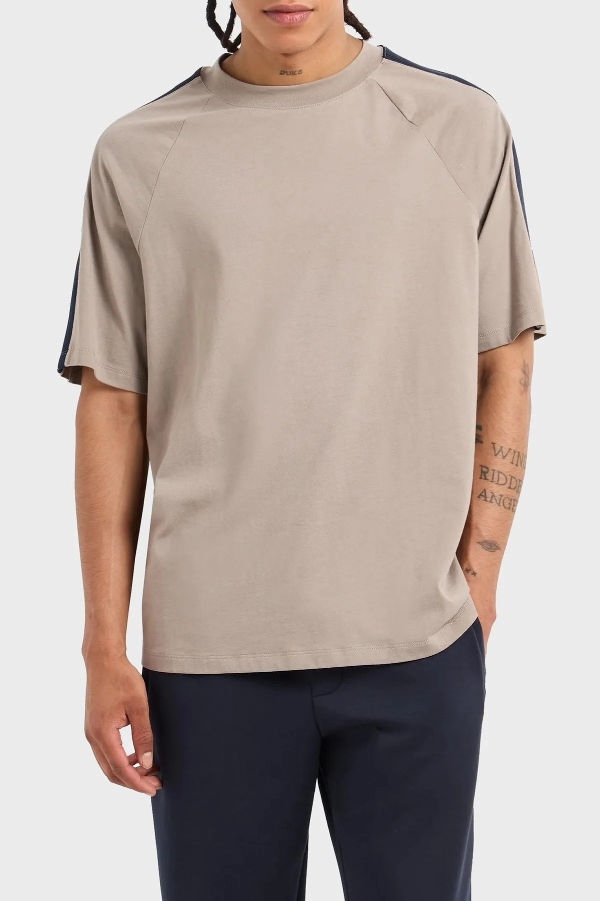 Armani Exchange Pamuklu Logolu Regular Fit Bisiklet Yaka Erkek T Shirt 6DZTJE ZJ9JZ 17AC VİZON - 1