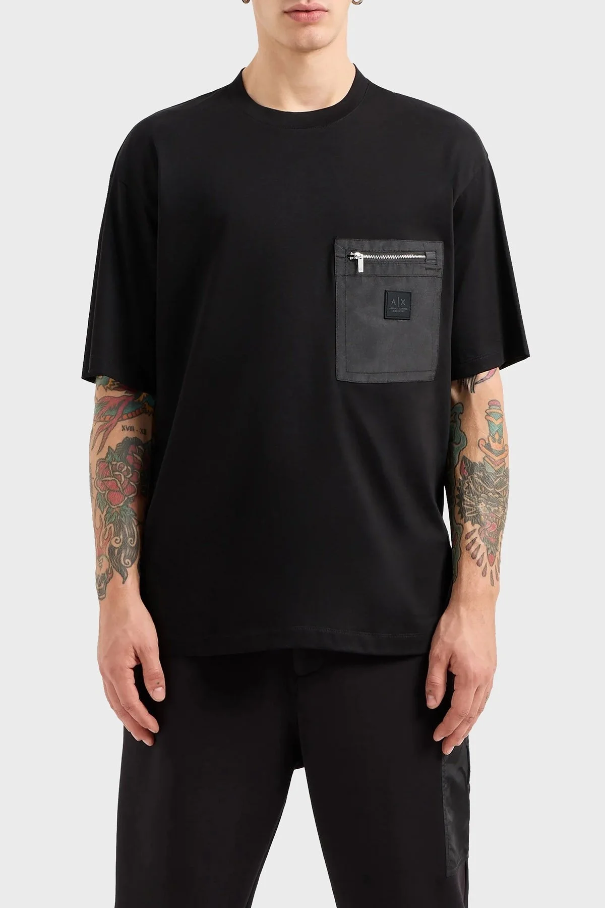 Armani Exchange Pamuklu Logolu Regular Fit Bisiklet Yaka Erkek T Shirt XM000091 AF10364 UC001 SİYAH - 1