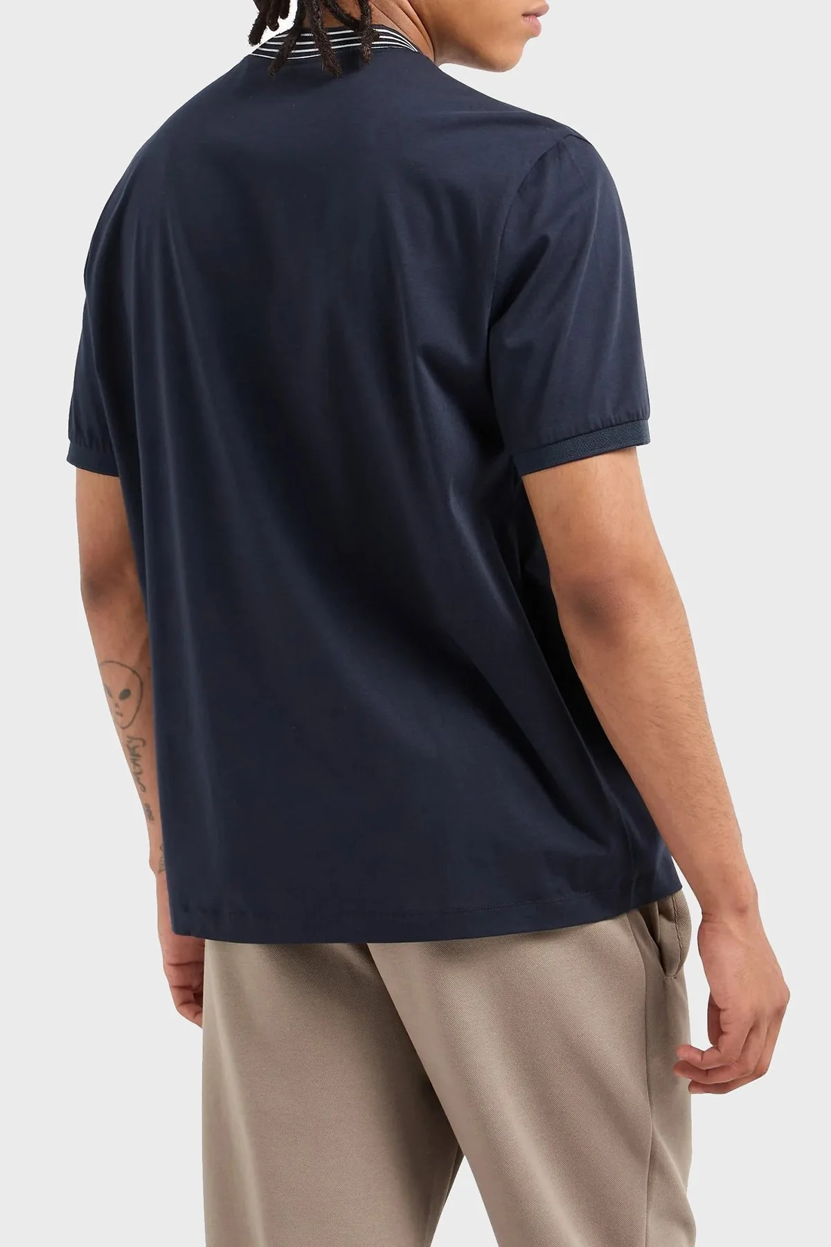 Armani Exchange Pamuklu Logolu Regular Fit Çizgili Bisiklet Yakalı Erkek T Shirt 6DZTJC ZJ9AZ 1510 LACİVERT - 2