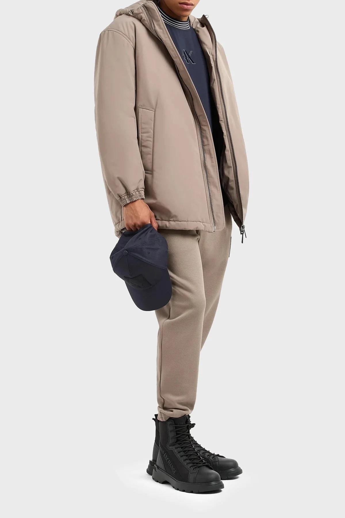 Armani Exchange Pamuklu Logolu Regular Fit Çizgili Bisiklet Yakalı Erkek T Shirt 6DZTJC ZJ9AZ 1510 LACİVERT - 3