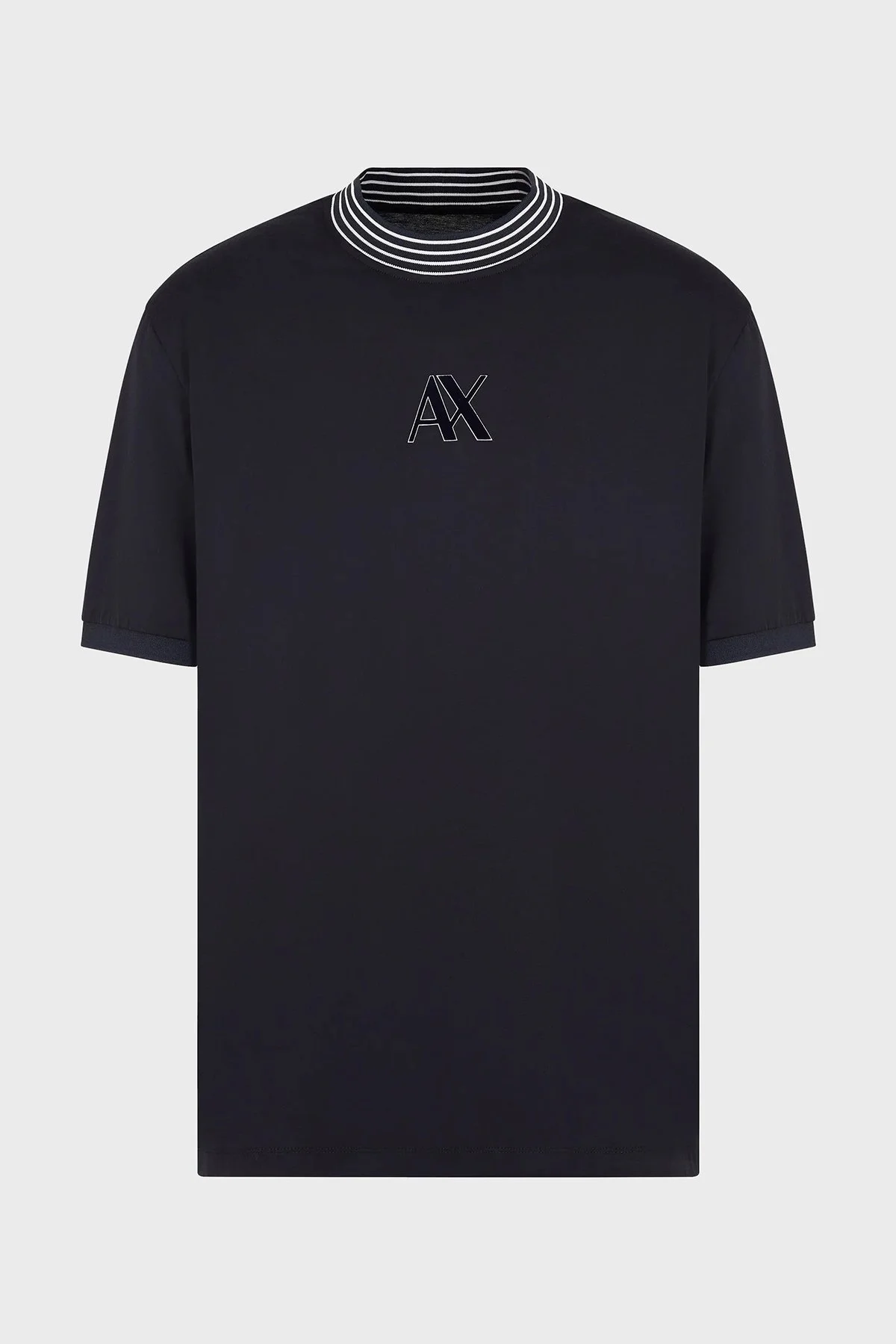 Armani Exchange Pamuklu Logolu Regular Fit Çizgili Bisiklet Yakalı Erkek T Shirt 6DZTJC ZJ9AZ 1510 LACİVERT - 5