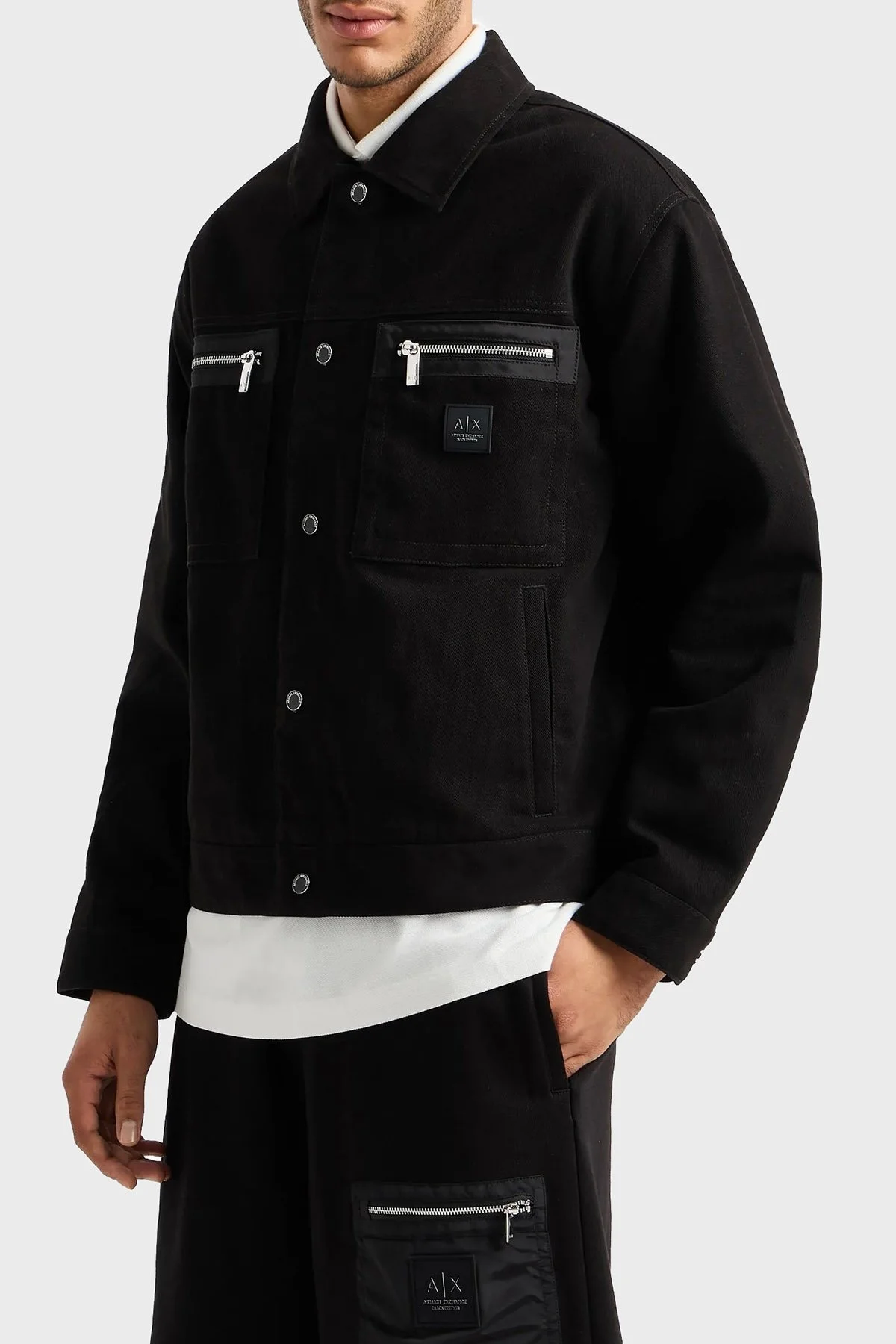 Armani Exchange Pamuklu Logolu Regular Fit Erkek Ceket XM000038 AF10326 UC001 SİYAH - 1