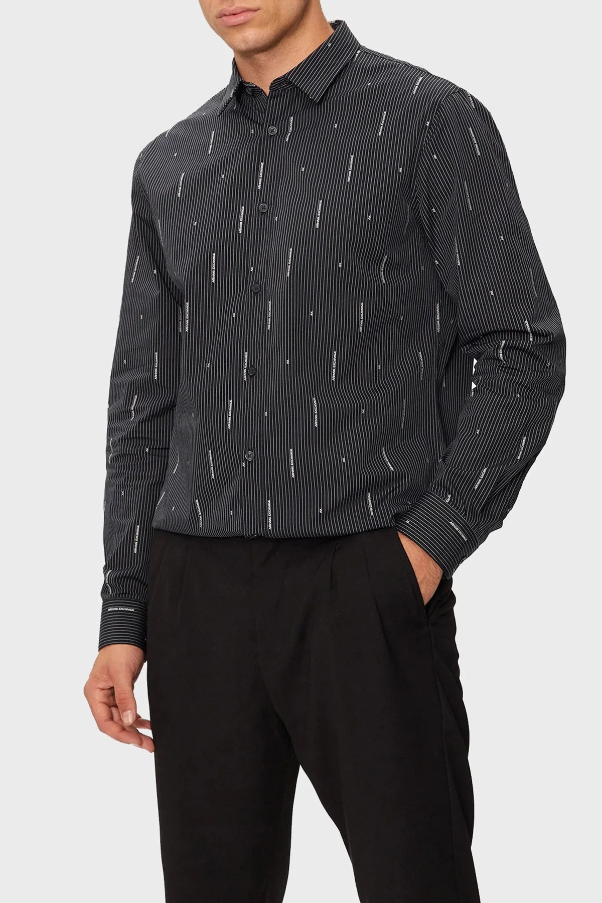 Armani Exchange Pamuklu Logolu Regular Fit Erkek Gömlek 6DZC06 ZN5DZ 55JX LACİVERT - 1