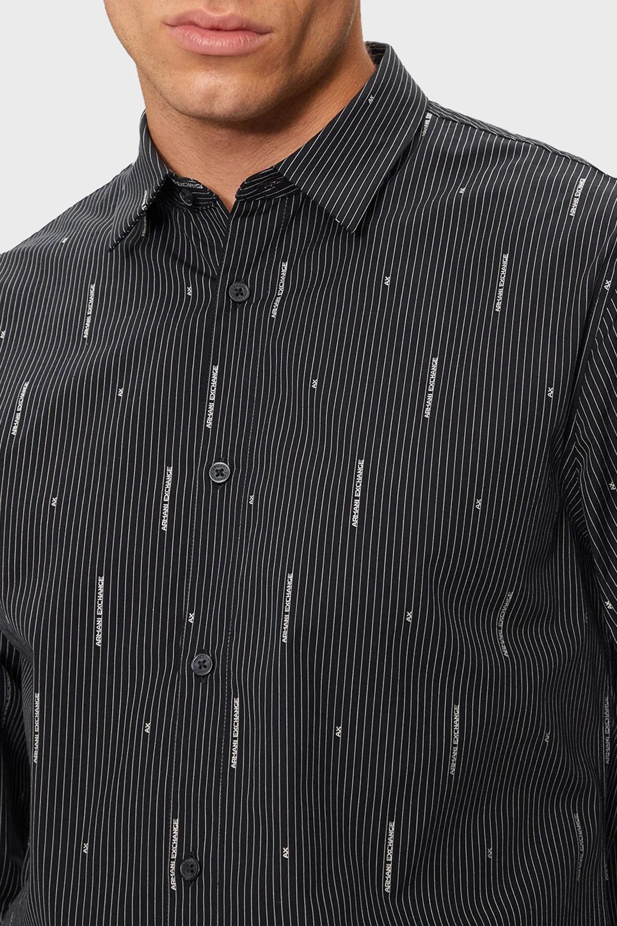 Armani Exchange Pamuklu Logolu Regular Fit Erkek Gömlek 6DZC06 ZN5DZ 55JX LACİVERT - 4