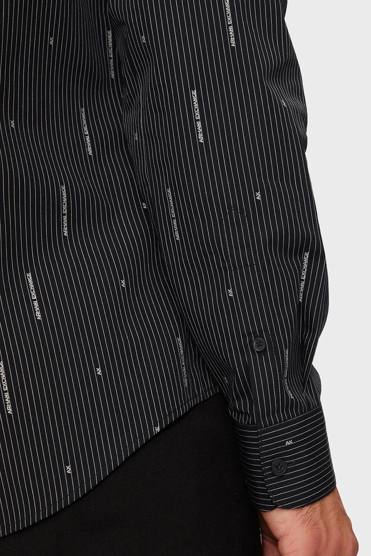 Armani Exchange Pamuklu Logolu Regular Fit Erkek Gömlek 6DZC06 ZN5DZ 55JX LACİVERT - 5