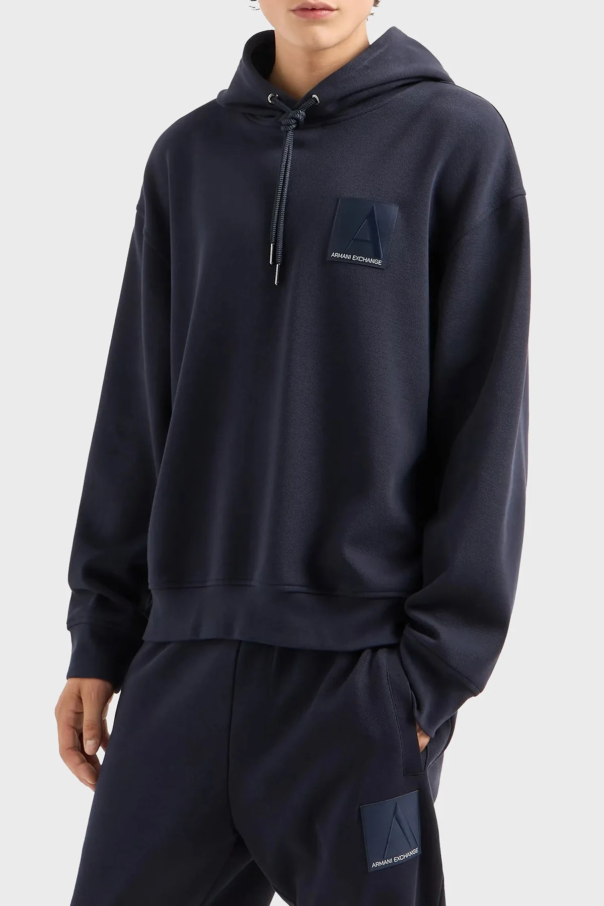 Armani Exchange Pamuklu Logolu Regular Fit Kapüşonlu Erkek Sweat 6DZMJB ZJNKZ 1510 LACİVERT - 1