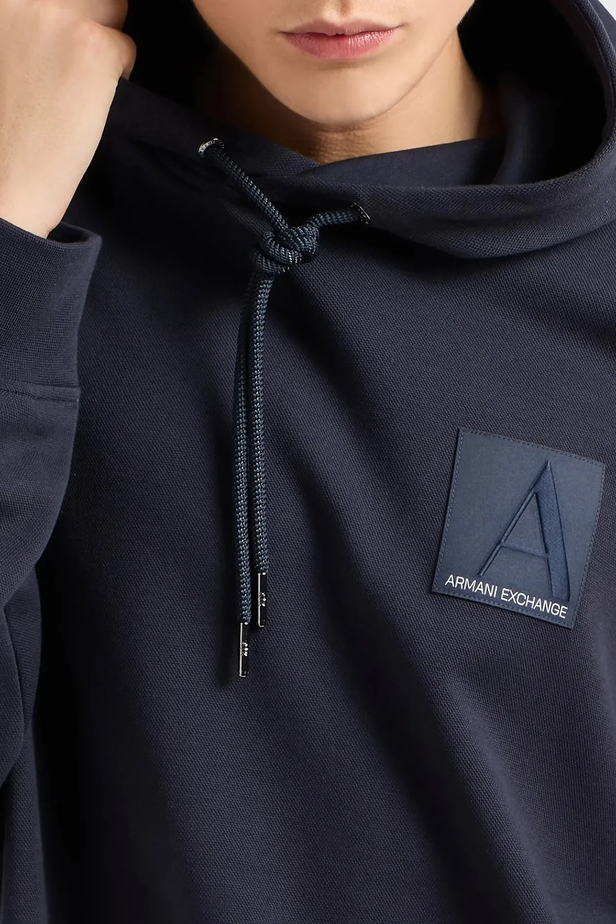 Armani Exchange Pamuklu Logolu Regular Fit Kapüşonlu Erkek Sweat 6DZMJB ZJNKZ 1510 LACİVERT - 4
