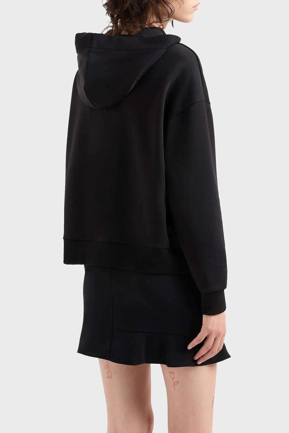 Armani Exchange Pamuklu Logolu Regular Fit Kapüşonlu Yaka Bayan Sweat 6DYM61 YJFYZ 1200 SİYAH - 2