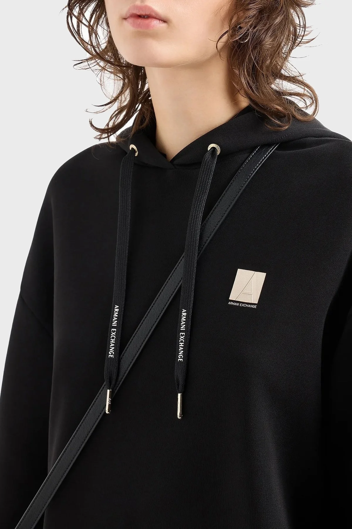 Armani Exchange Pamuklu Logolu Regular Fit Kapüşonlu Yaka Bayan Sweat 6DYM61 YJFYZ 1200 SİYAH - 4