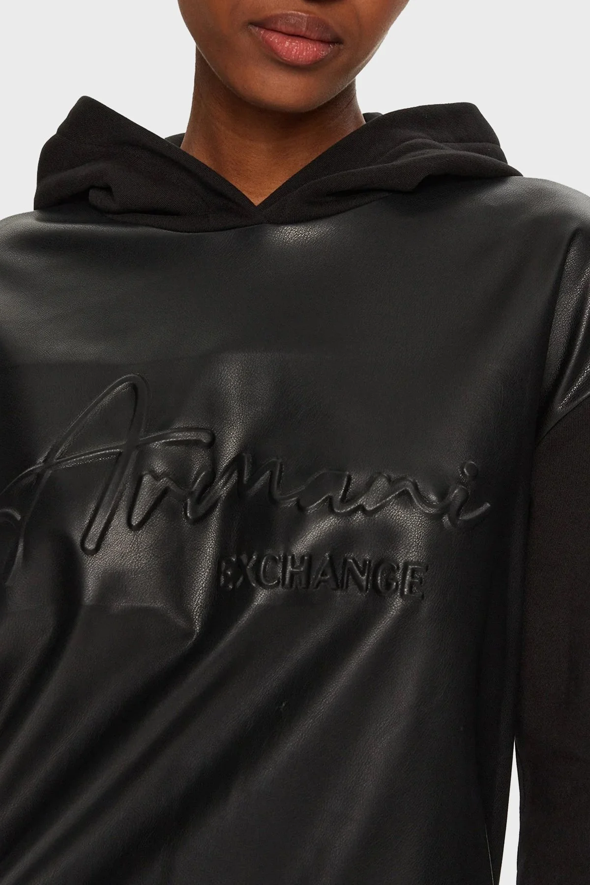 Armani Exchange Pamuklu Logolu Regular Fit Kapüşonlu Yaka Bayan Sweat 6DYM90 YJFLZ 1200 SİYAH - 4