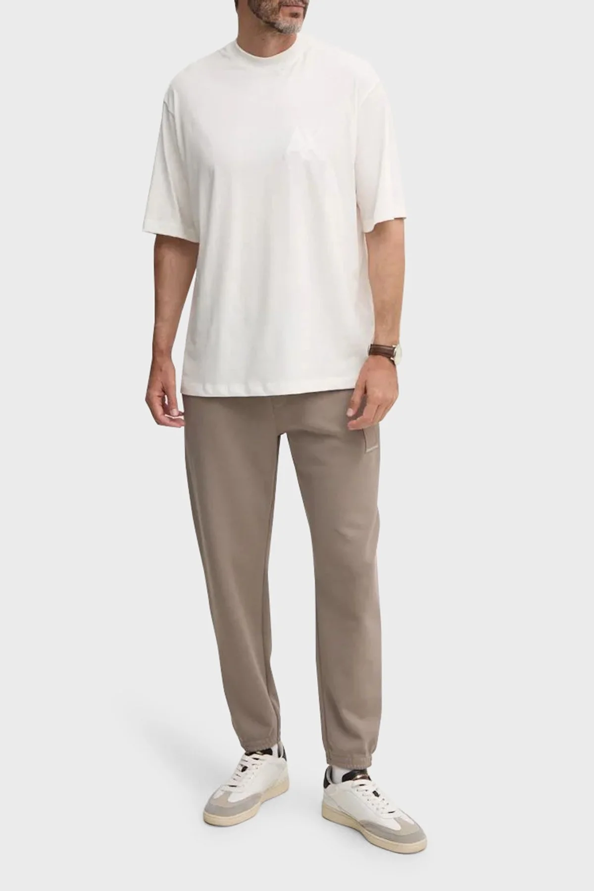 Armani Exchange Pamuklu Logolu Regular Fit Normal Bel Jogger Erkek Pantolon 6DZPJA ZJNKZ 17AC VİZON - 2