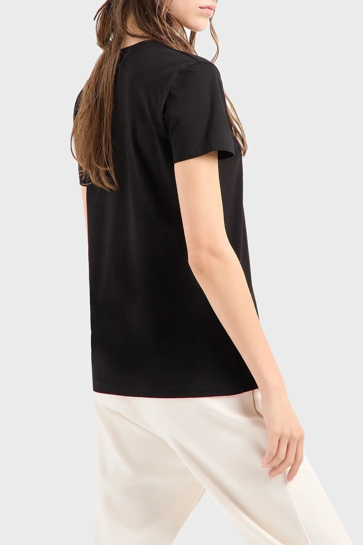 Armani Exchange Pamuklu Logolu Regular Fit V Yaka Bayan T Shirt 6DYT23 YJ3RZ 1200 SİYAH - 2