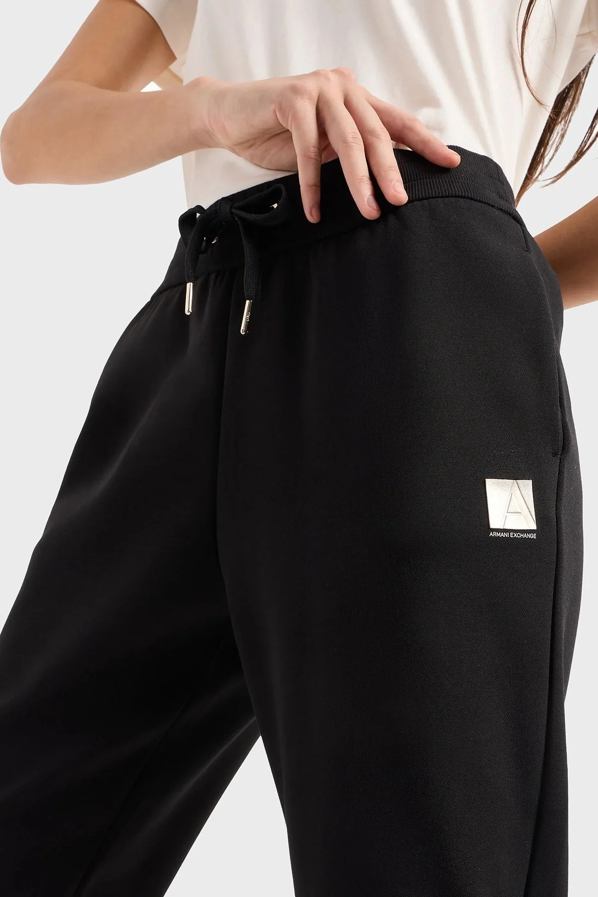 Armani Exchange Pamuklu Logolu Regular Fit Yüksek Bel Jogger Bayan Pantolon 6DYP82 YJFYZ 1200 SİYAH - 2