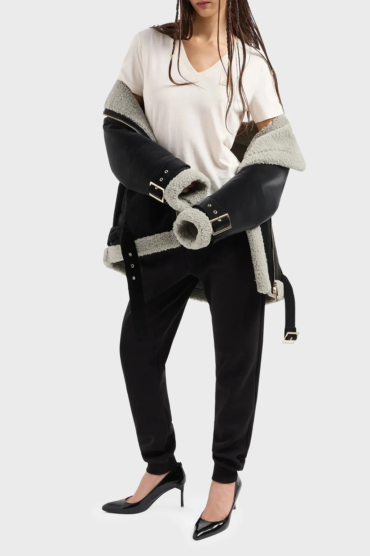 Armani Exchange Pamuklu Logolu Regular Fit Yüksek Bel Jogger Bayan Pantolon 6DYP82 YJFYZ 1200 SİYAH - 3