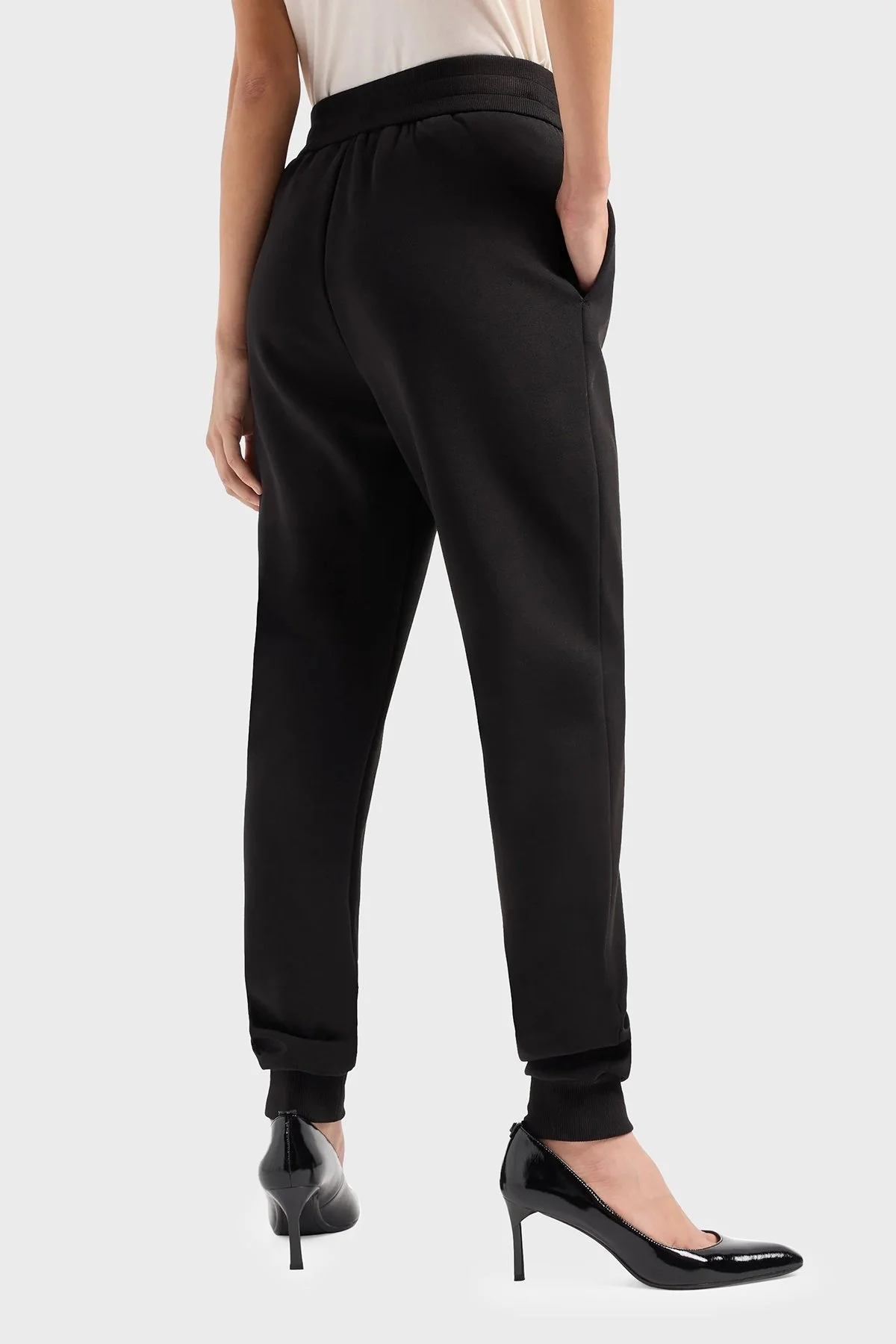 Armani Exchange Pamuklu Logolu Regular Fit Yüksek Bel Jogger Bayan Pantolon 6DYP82 YJFYZ 1200 SİYAH - 4