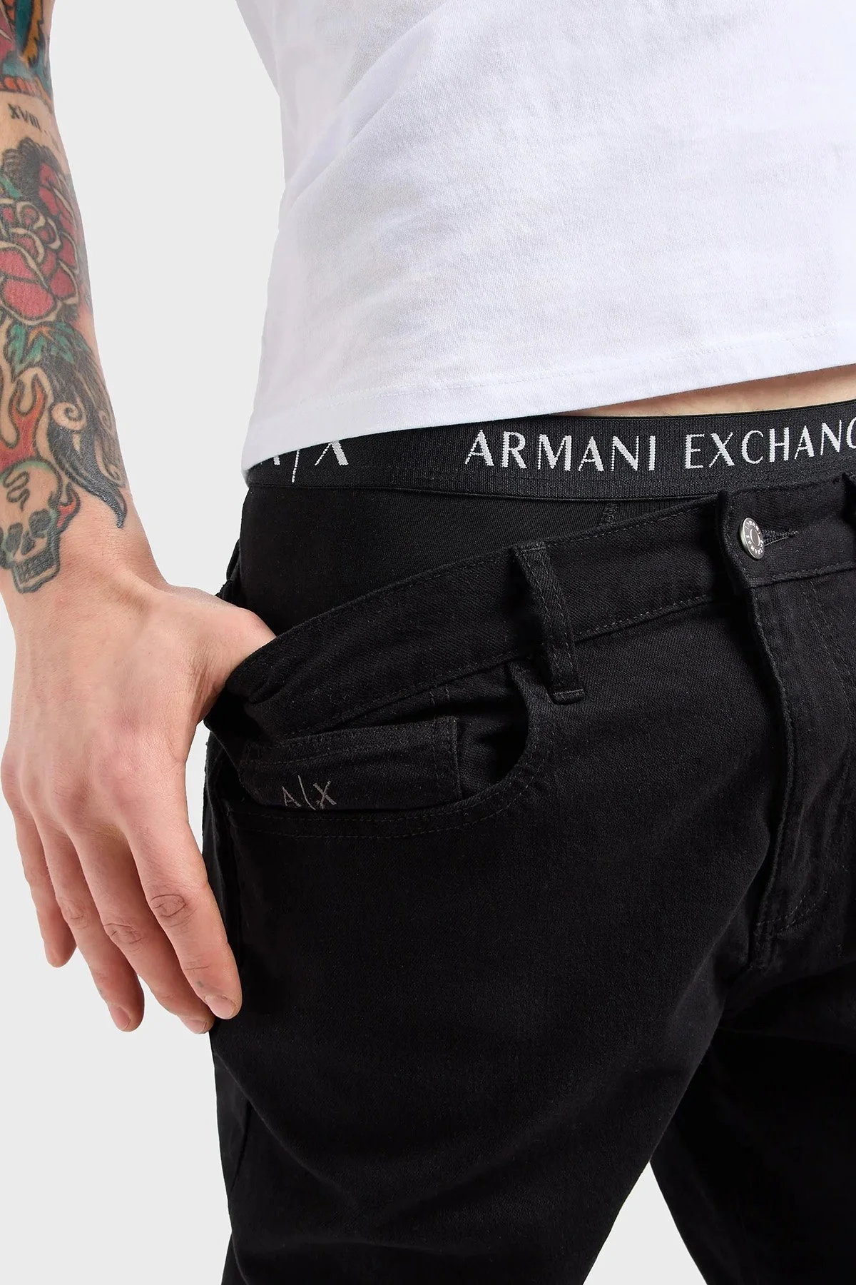Armani Exchange Pamuklu Logolu Slim Fit Normal Bel Jeans Erkek Kot Pantolon 8NZJ14 Z2SBZ 1200 SİYAH - 4