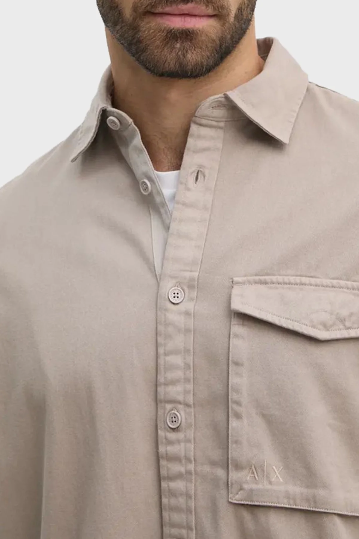 Armani Exchange Pamuklu Loose Fit Erkek Gömlek 6DZC07 ZN5EZ 17AB GRİ - 4