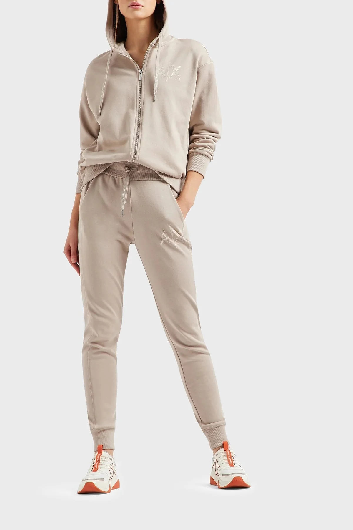 Armani Exchange Pamuklu Loose Fit Kapüşonlu Bayan Sweat 3DYM10 YJEBZ 1786 BEJ - 7