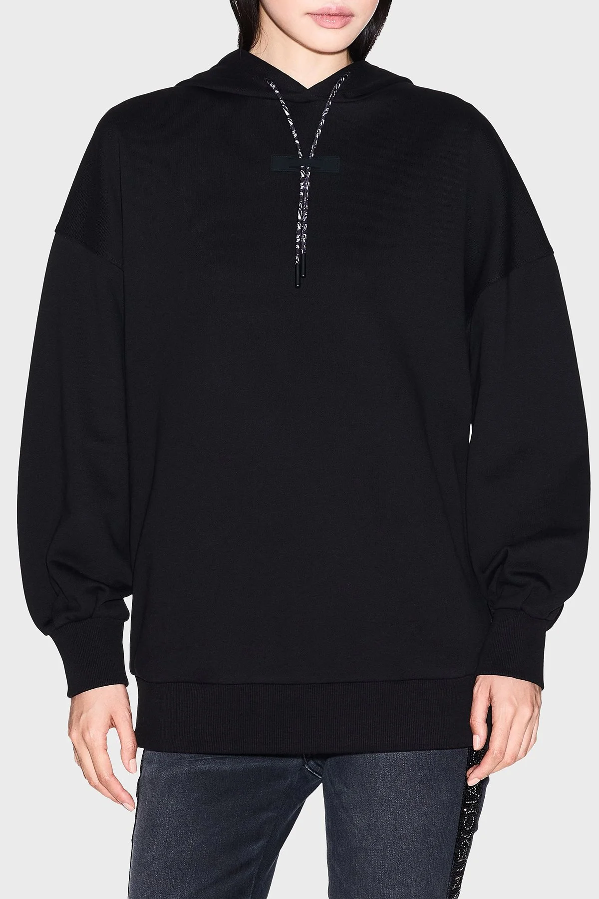 Armani Exchange Pamuklu Loose Fit Kapüşonlu Sırtta Logo Detaylı Bayan Sweat XW000748 AF16114 UC001 SİYAH - 5