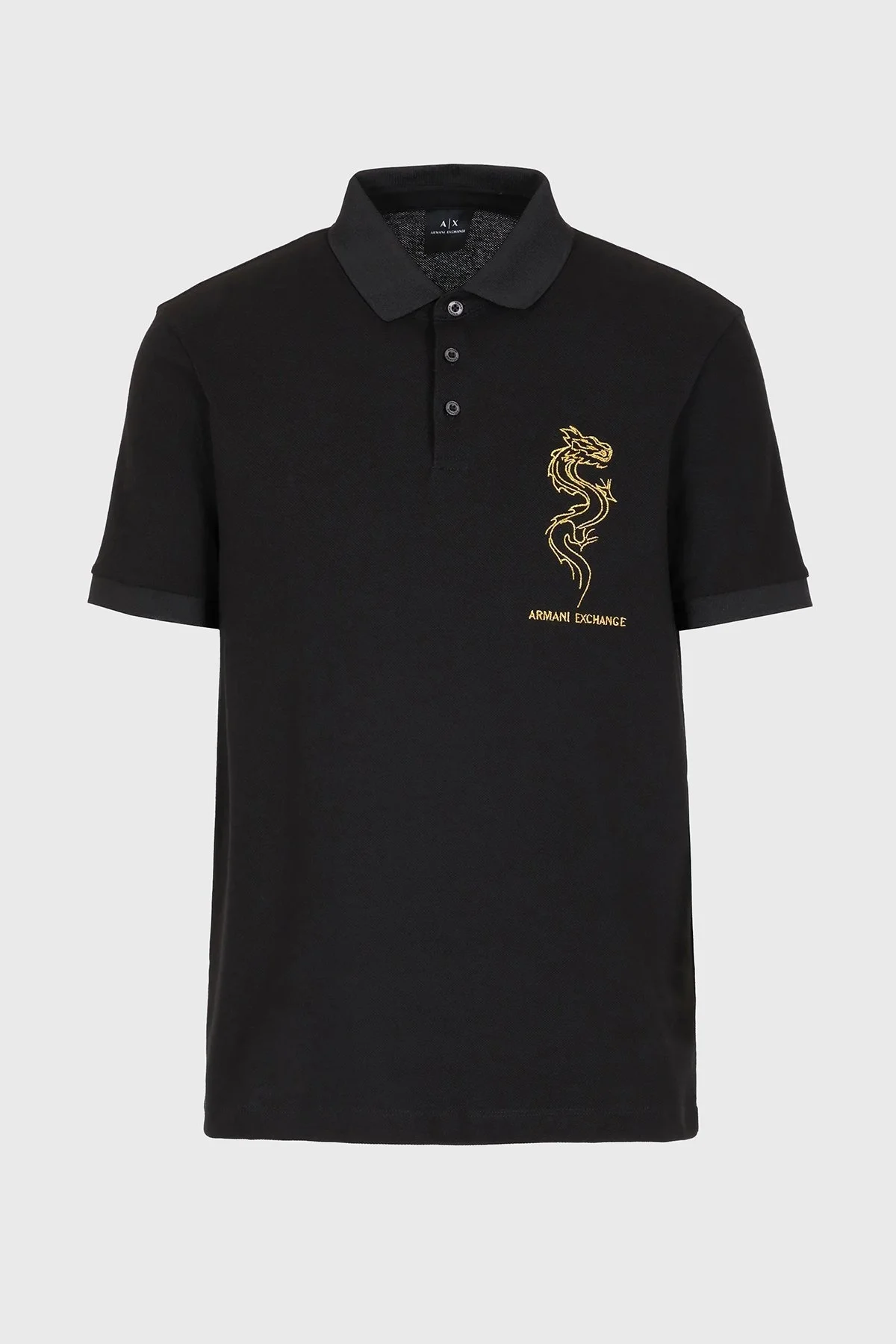 Armani Exchange Pamuklu Nakışlı Polo Yaka T shirt Erkek Polo Yaka T Shirt 3DZFDF ZJM5Z 1200 SİYAH - 4