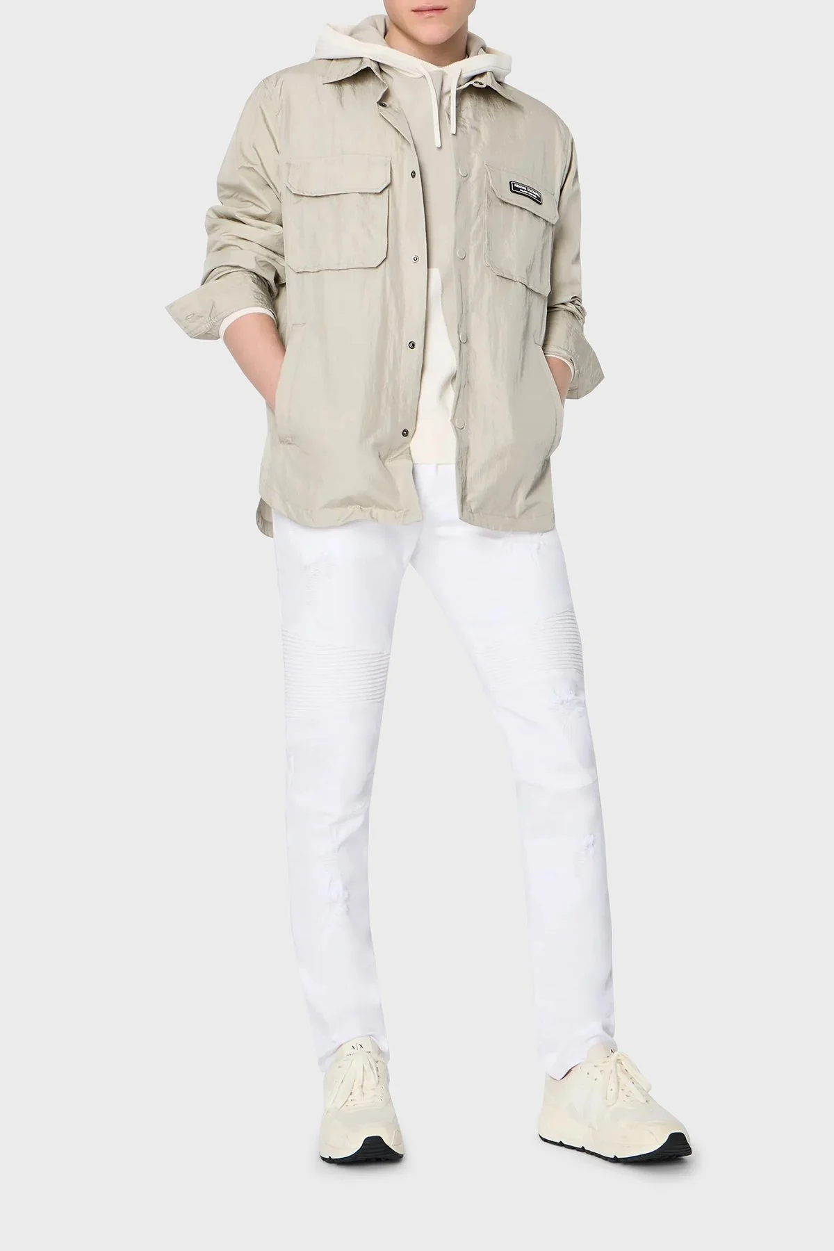 Armani Exchange Pamuklu Normal Bel Skinny Fit Dar Paça Jeans Erkek Kot Pantolon 3RZJ27 Z1AAZ 1100 BEYAZ - 1